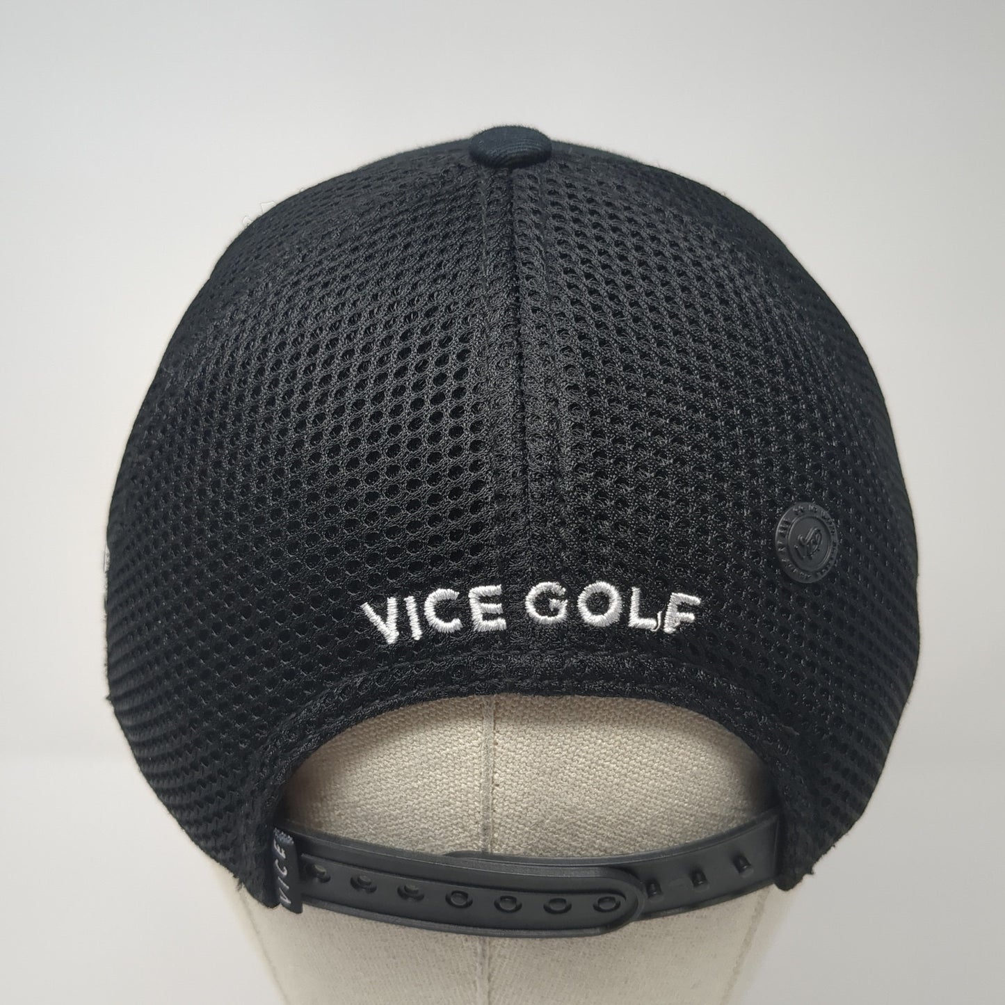 Vice Golf Snapback Hat Black One Size Adjustable Embroidered Breathable Mesh