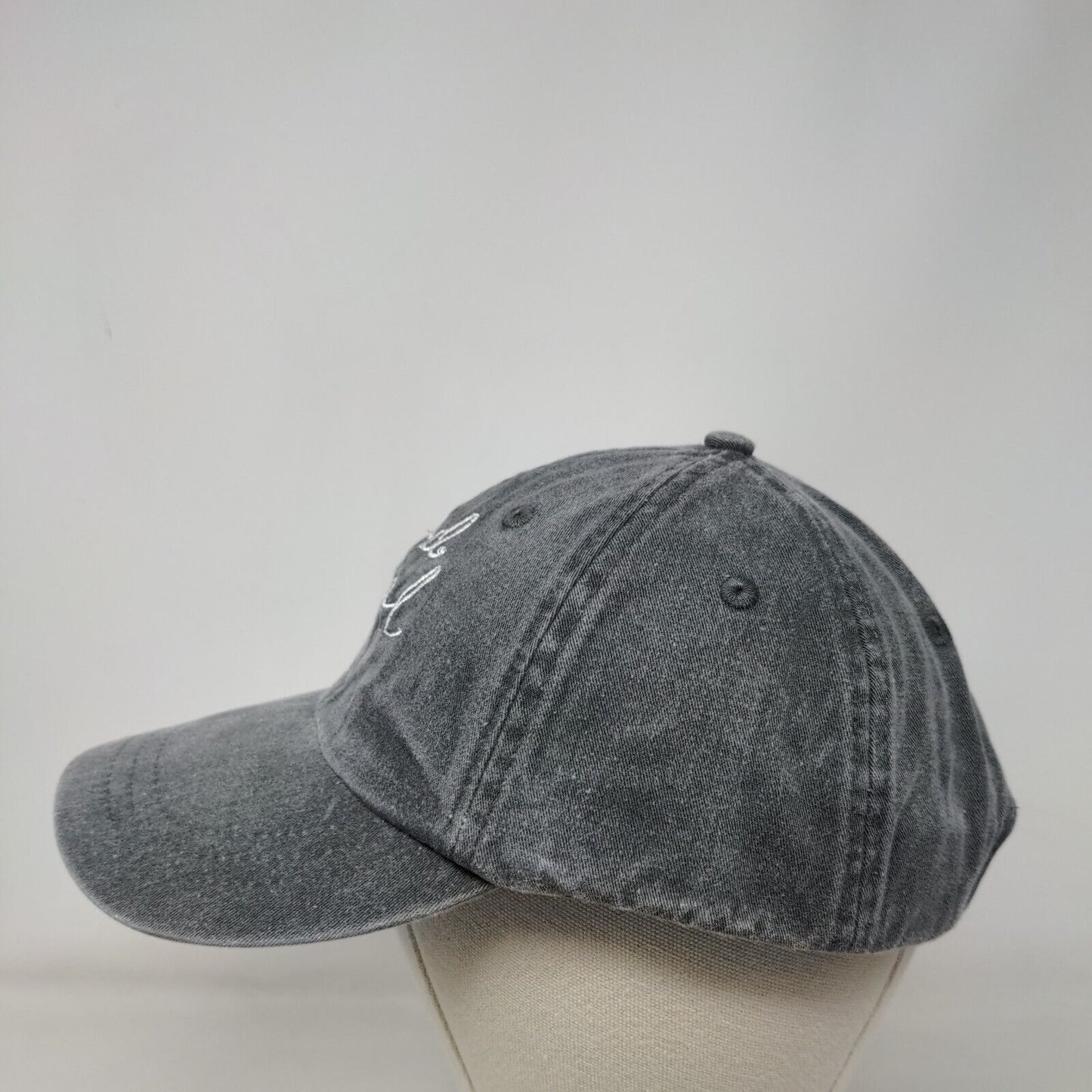 Bad Gyal Slideback Hat Gray One Size Embroidered Leather Strap Adams