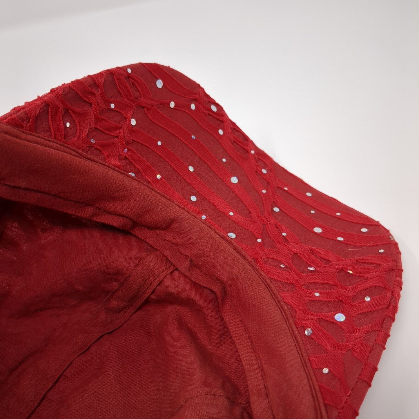 Glitter Sequin Strapback Hat Red One Size Adjustable Vented Holes 6 Panel