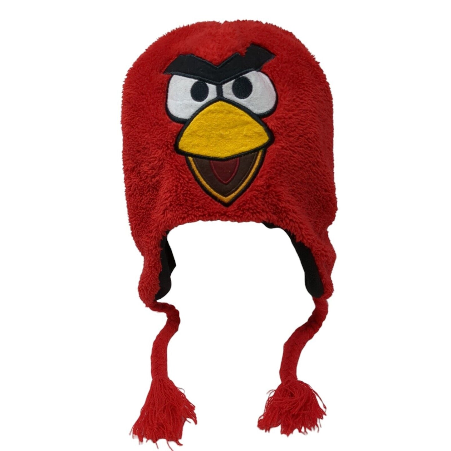 Angry Birds Fleece Beanie Hat Red One Size Lined Braided Embroidered