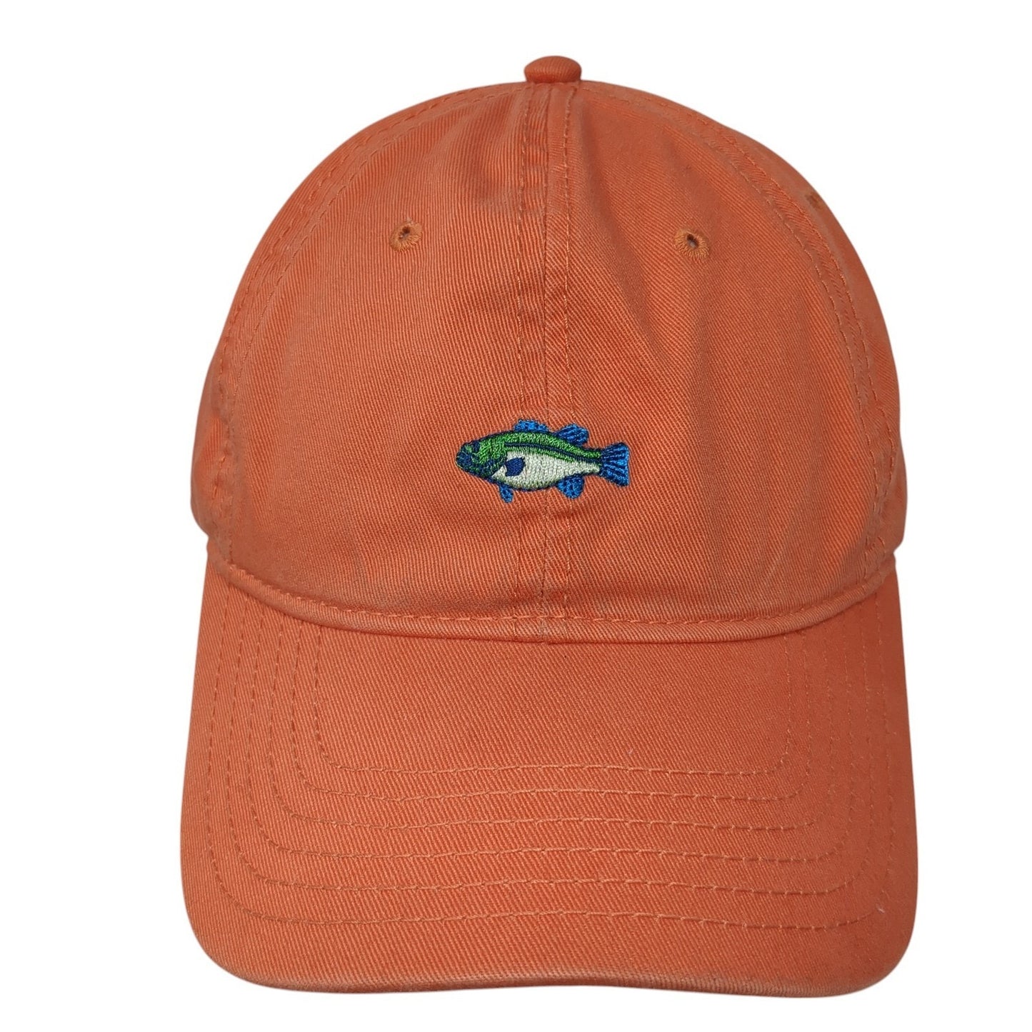 Unbranded Slideback Baseball Cap Orange One Size Adjustable Embroidered Fish