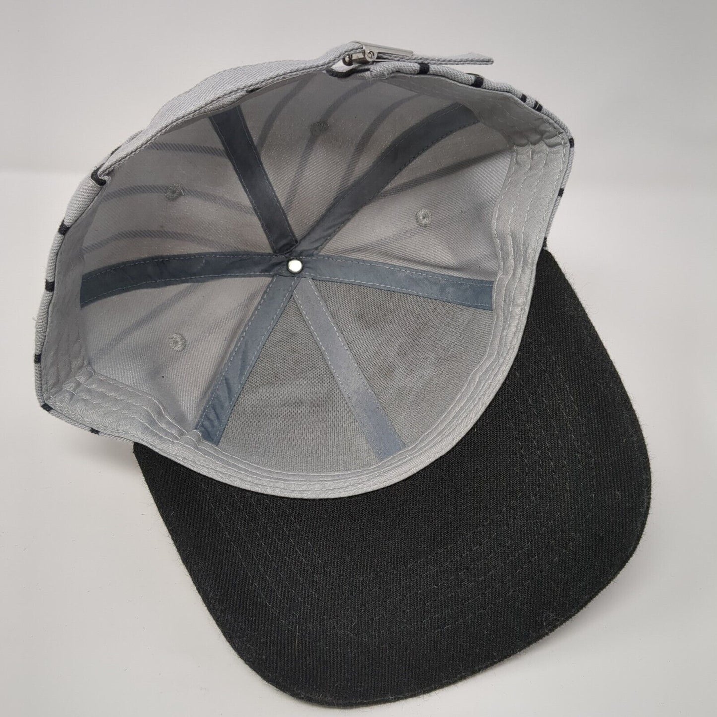 Unbranded Slideback Hat Gray One Size Adjustable Striped 6 Panel Blank