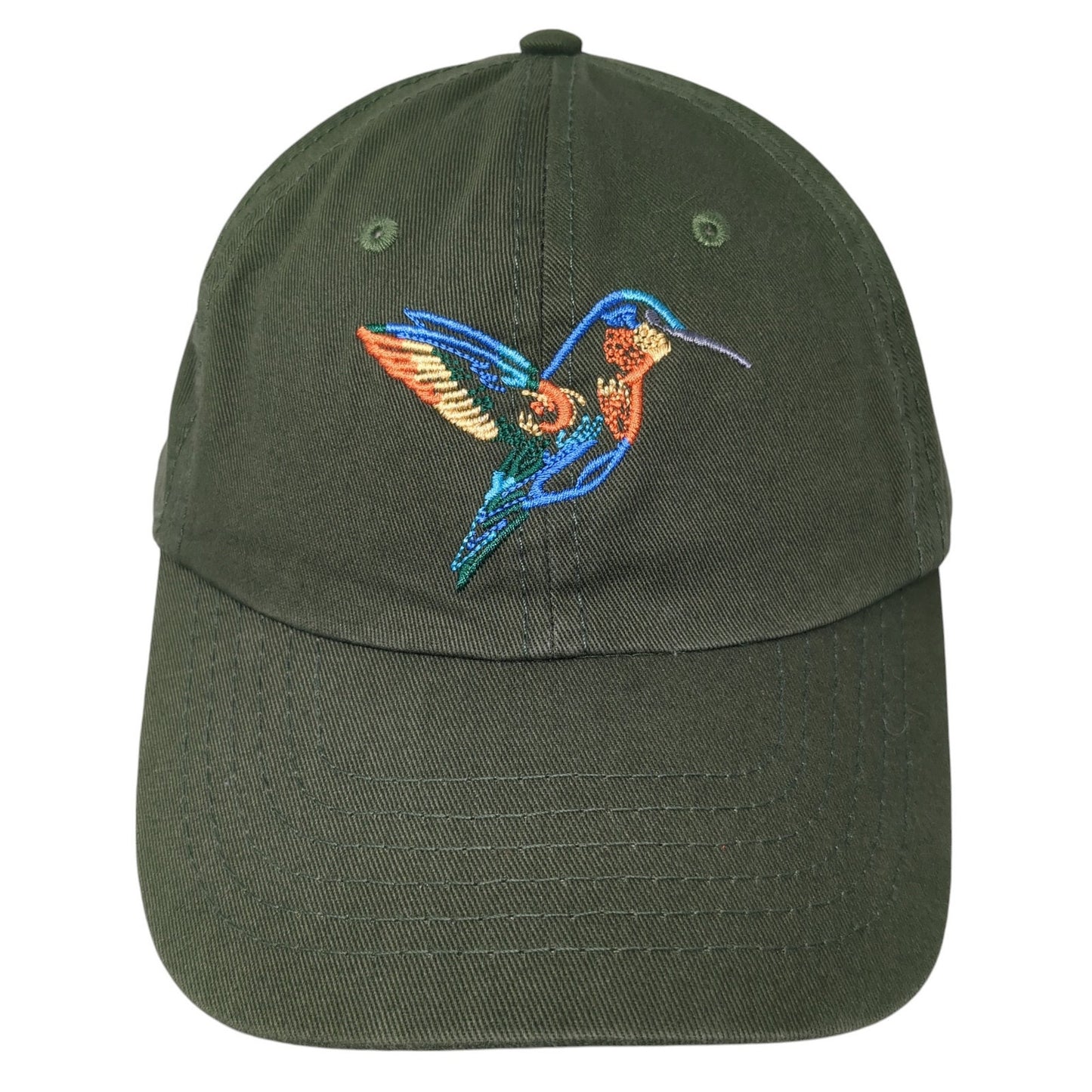 Hummingbird Slideback Hat Green One Size Adjustable Embroidered Dalix