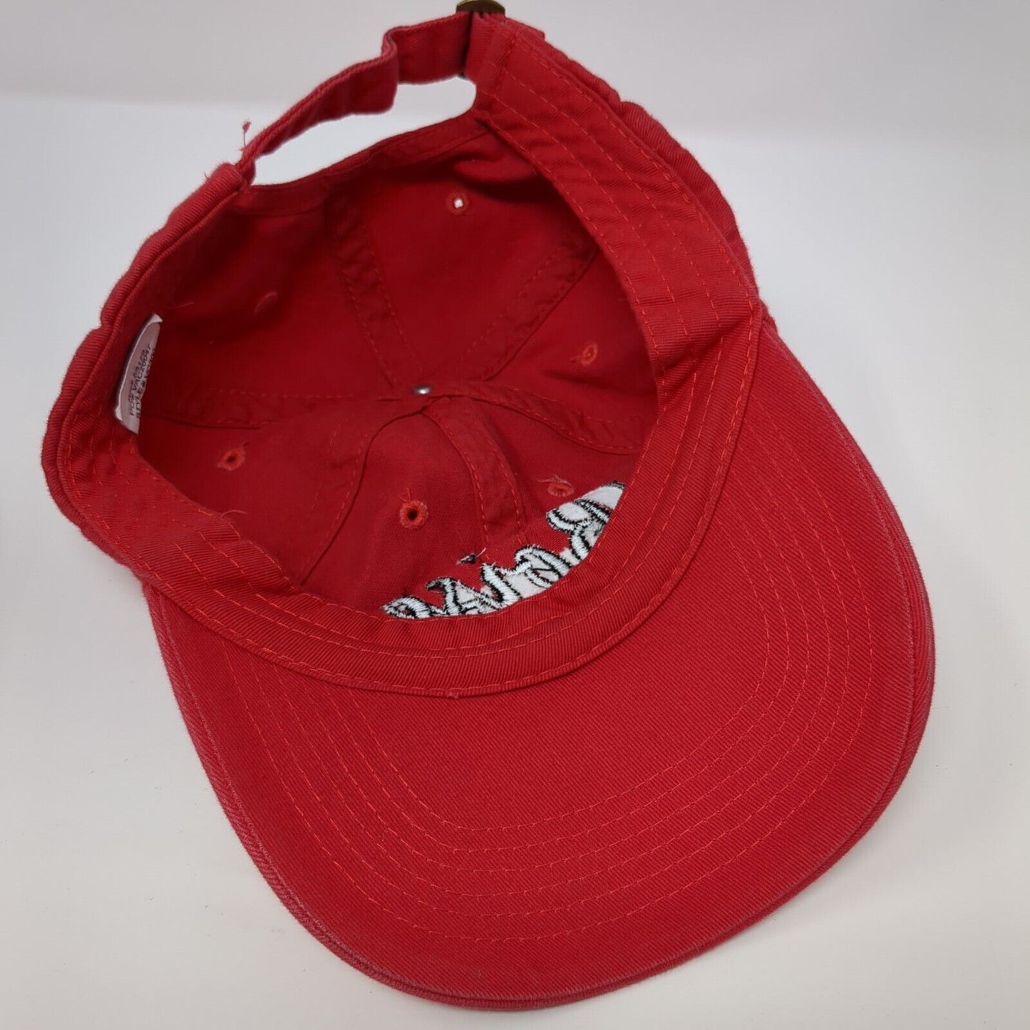 Boise Slideback Hat Red One Size Adjustable Embroidered Vented Holes 6 Panel