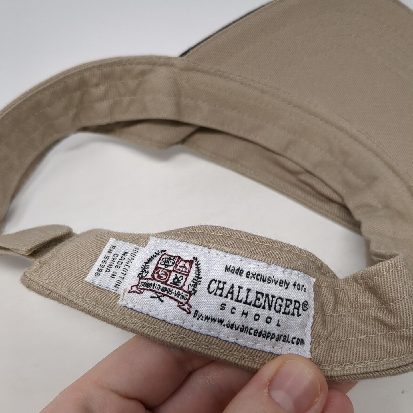 Challenger School Strapback Sun Visor Hat Tan One Size Adjustable Embroidered