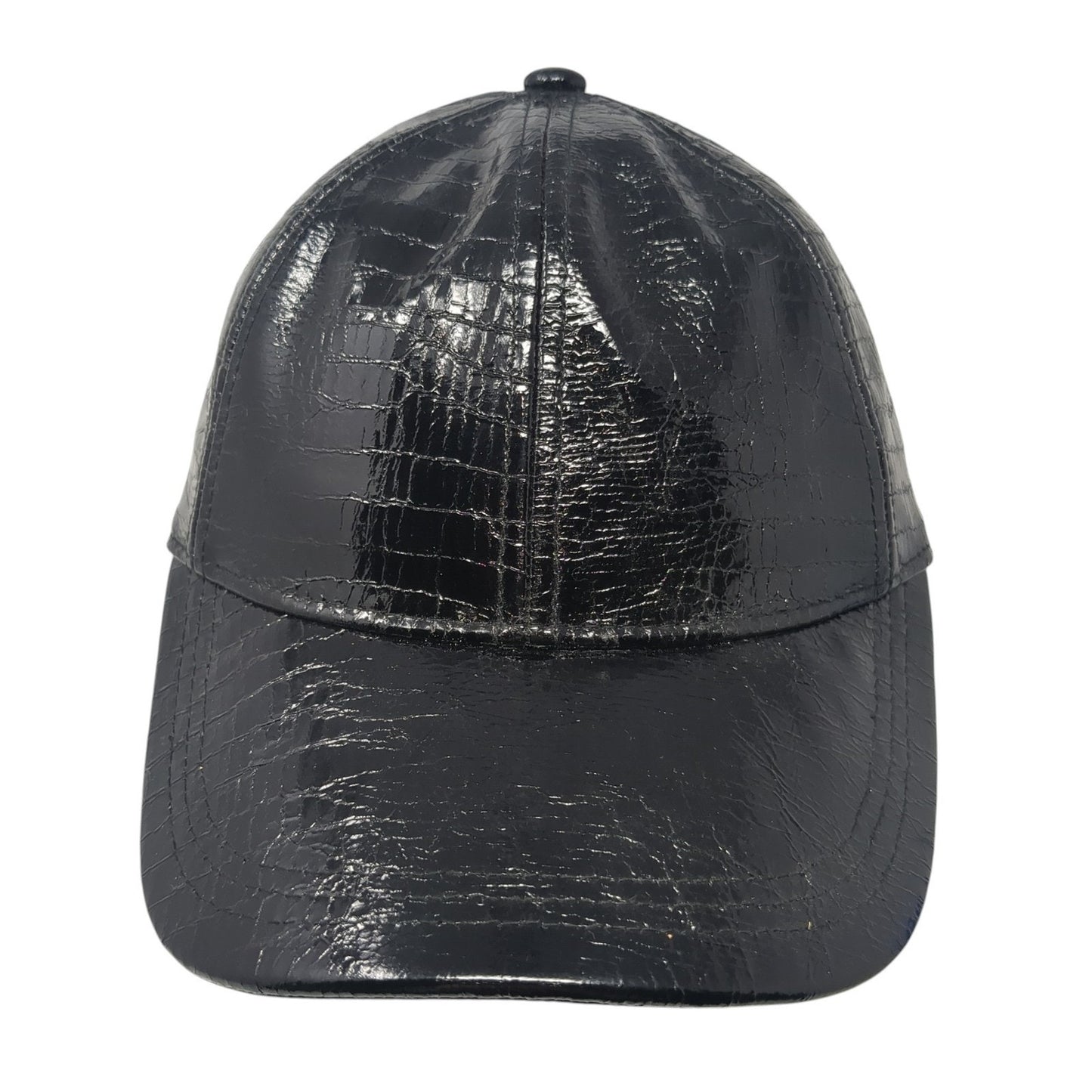 H&M Strapback Hat Black Small Adjustable PU Coated Solid Outdoor Blank
