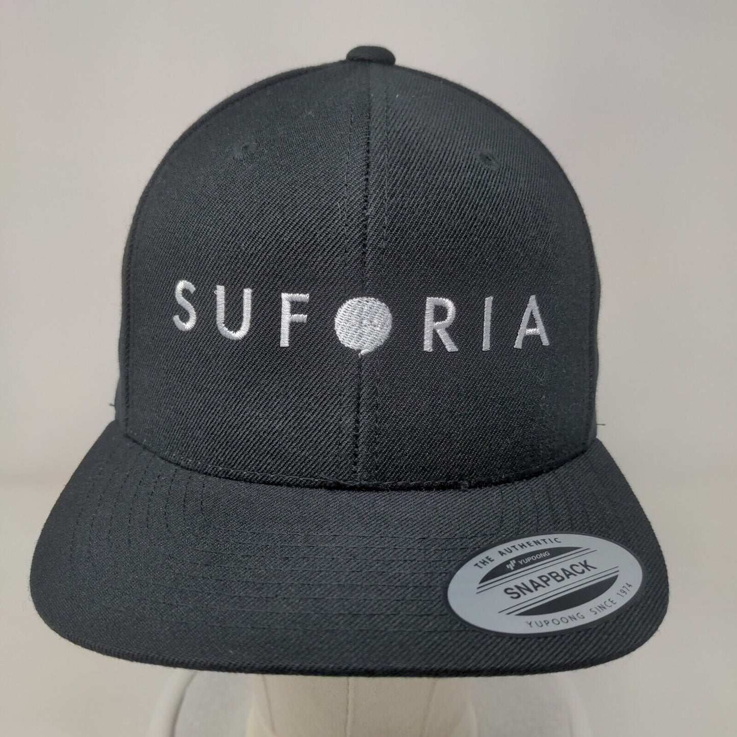 Suforia Snapback Hat Black One Size Embroidered Adjustable 6 Panel