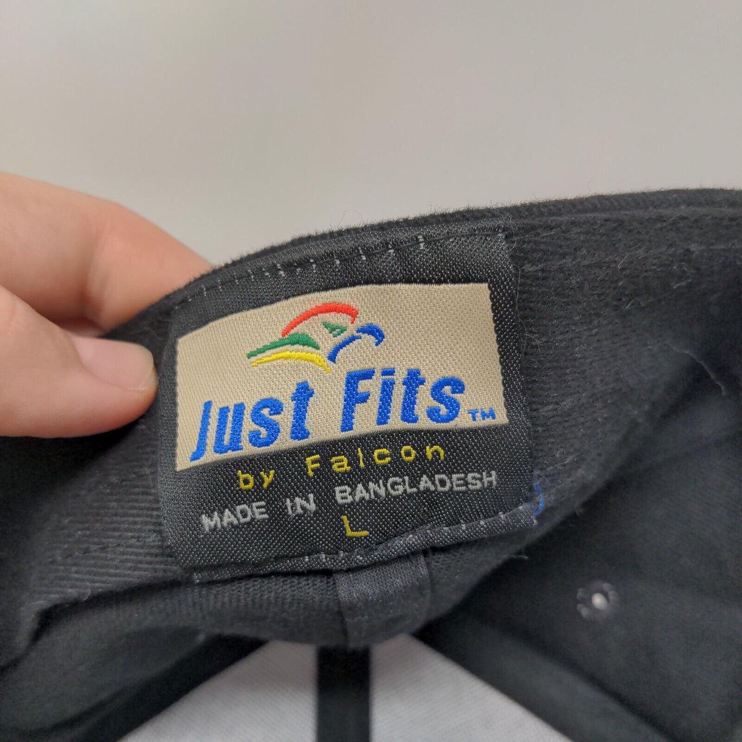 Soff-Cut Fitted Hat Black Large Embroidered 6 Panel Just Fits by Falcon