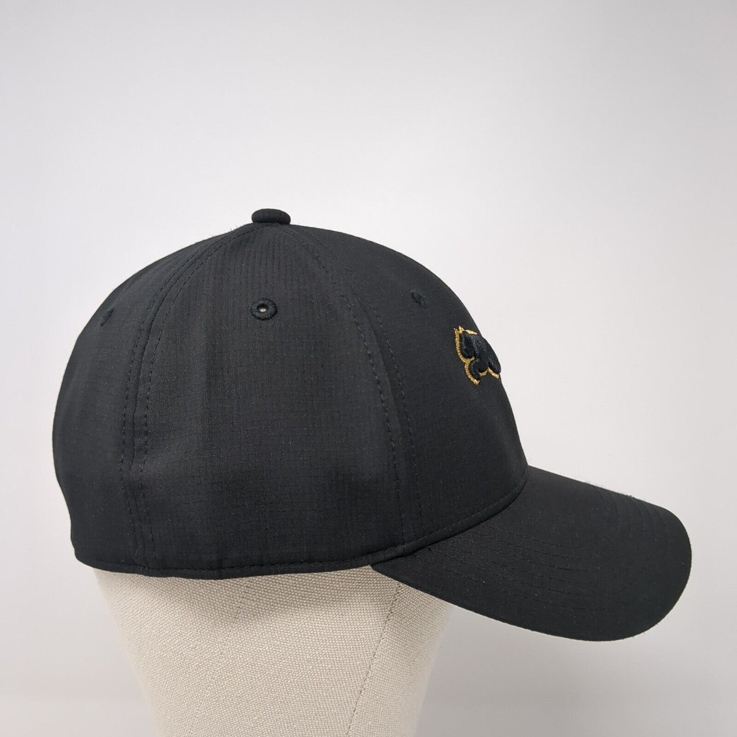 Puma Logo Fitted Hat Black L/XL Embroidered Stretch Solid 6 Panel