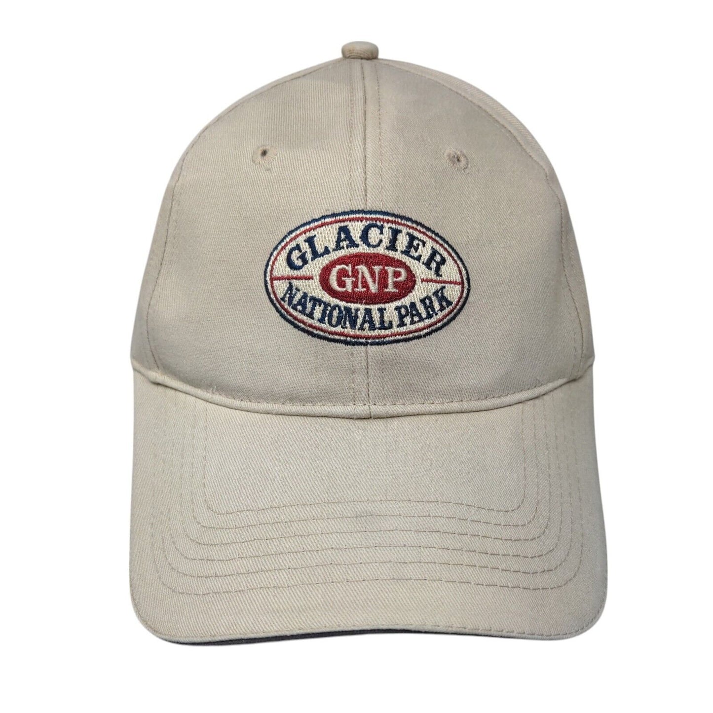 GNP Glacier National Park Strapack Hat Tan One Size Adjustable Embroidered