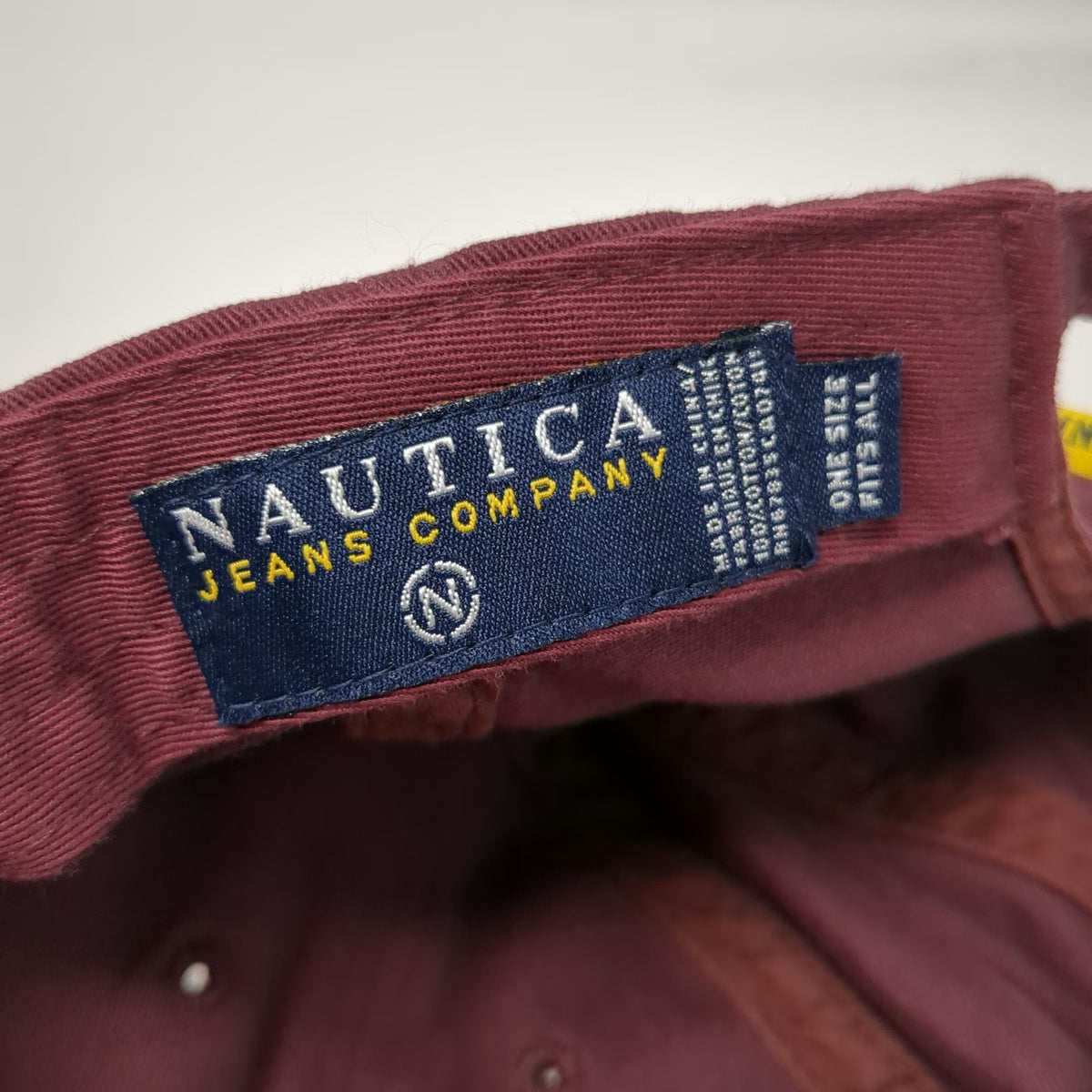Nautica Baseball Cap Red One Size NJC Logo Slideback Cotton Contrast Stitch Hat