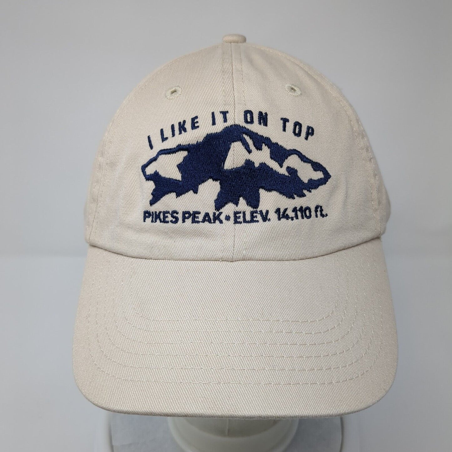I Like It On Top Pikes Peak Slideback Hat Tan One Size Embroidered