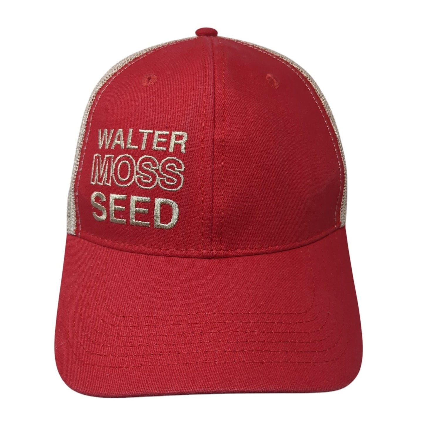 Walter Moss Seed Trucker Hat Red One Size Adjustable Mesh Back George Andrie
