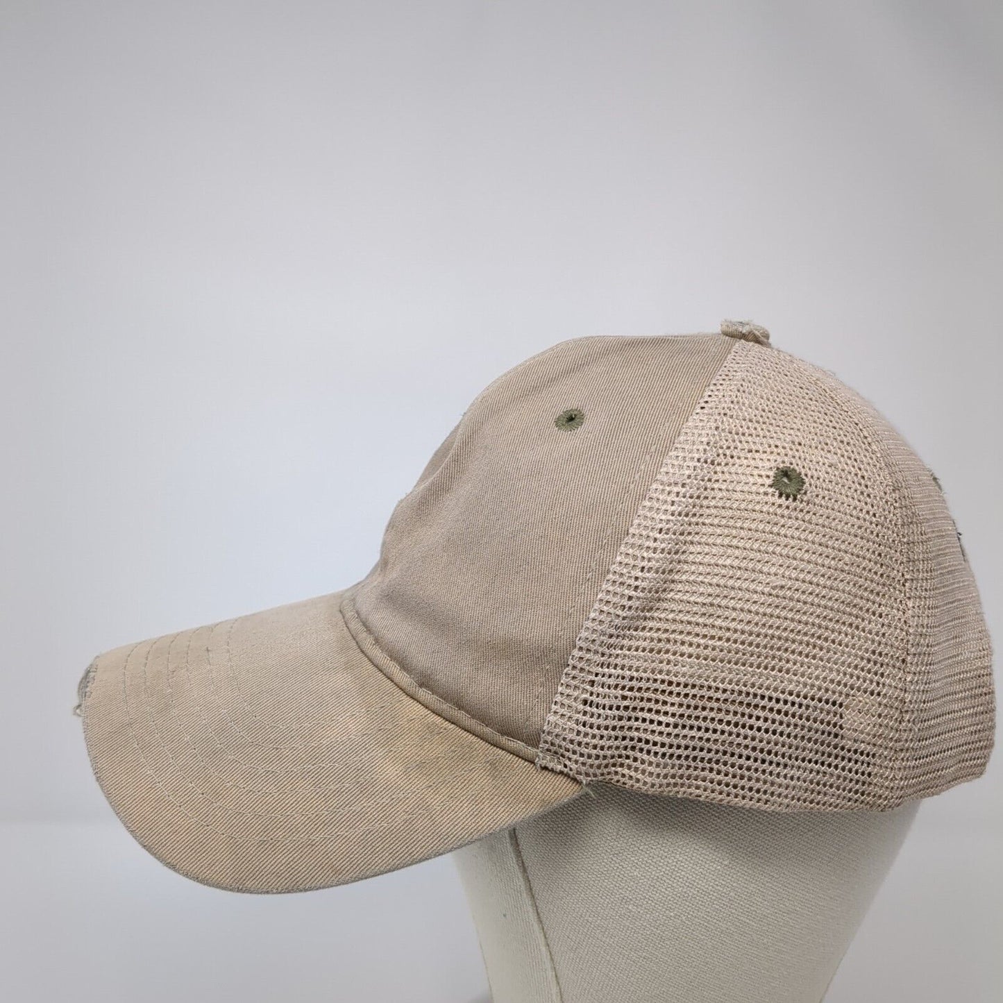Badlands Snapback Trucker Hat Tan One Size Adjustable Mesh Back Distressed