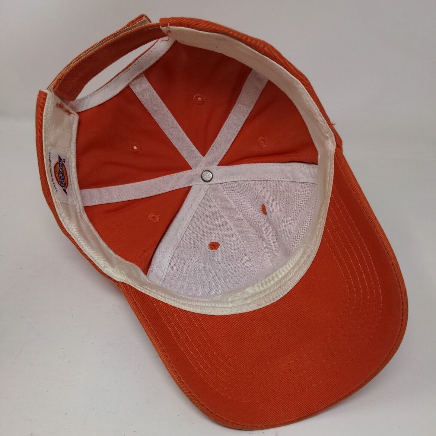 Dickies Strapback Hat Orange One Size Adjustable Solid 6 Panel Vent Holes