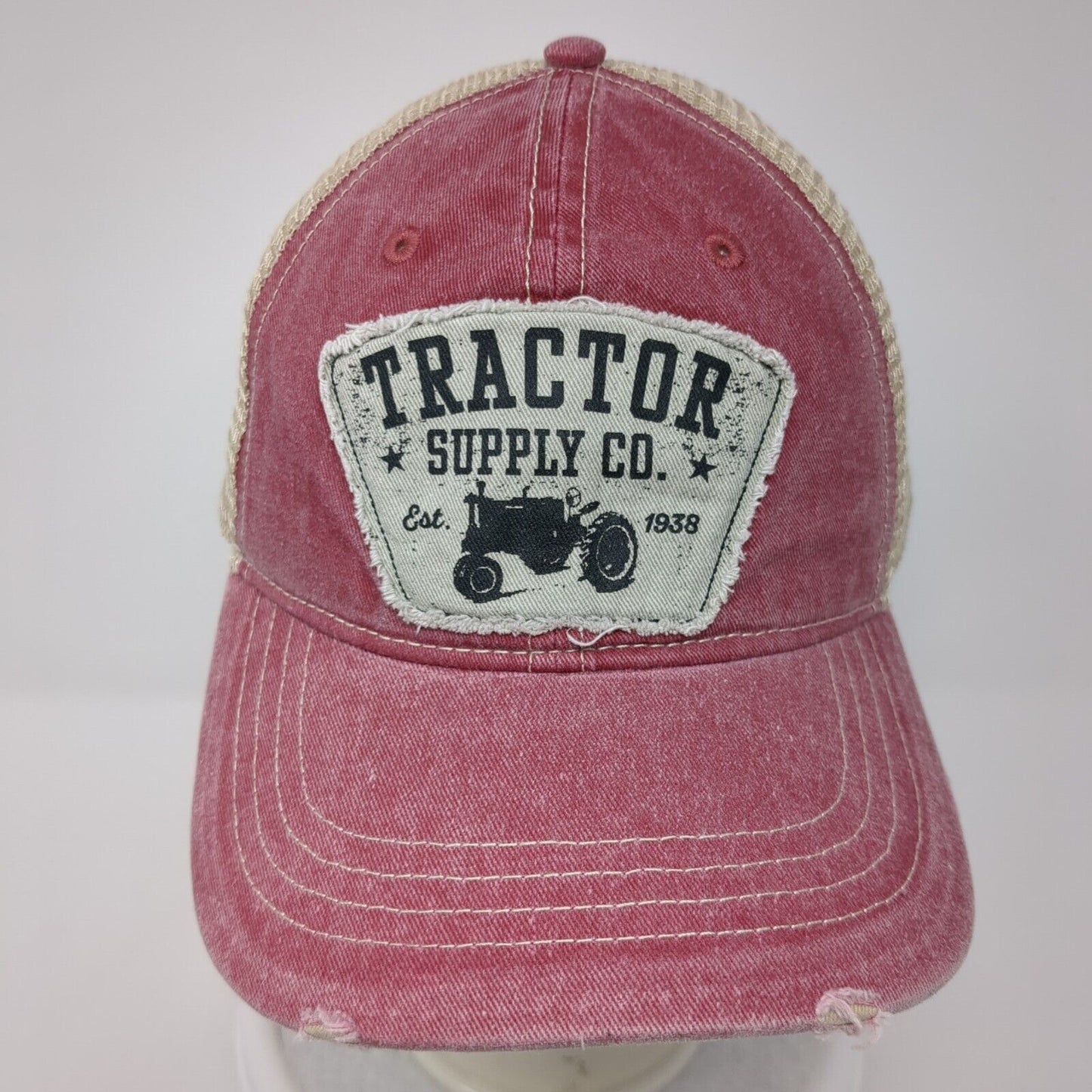 Tractor Supply Co. Snapback Trucker Hat Red One Size Adjustable Mesh Distressed