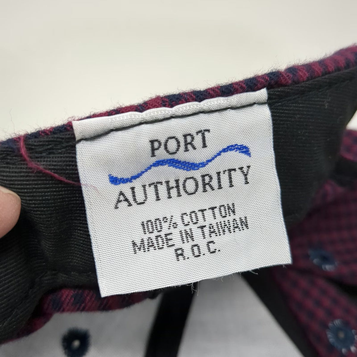 Port Authority Baseball Cap Blue Red One Size Gingham FMC Logo Cotton Hat