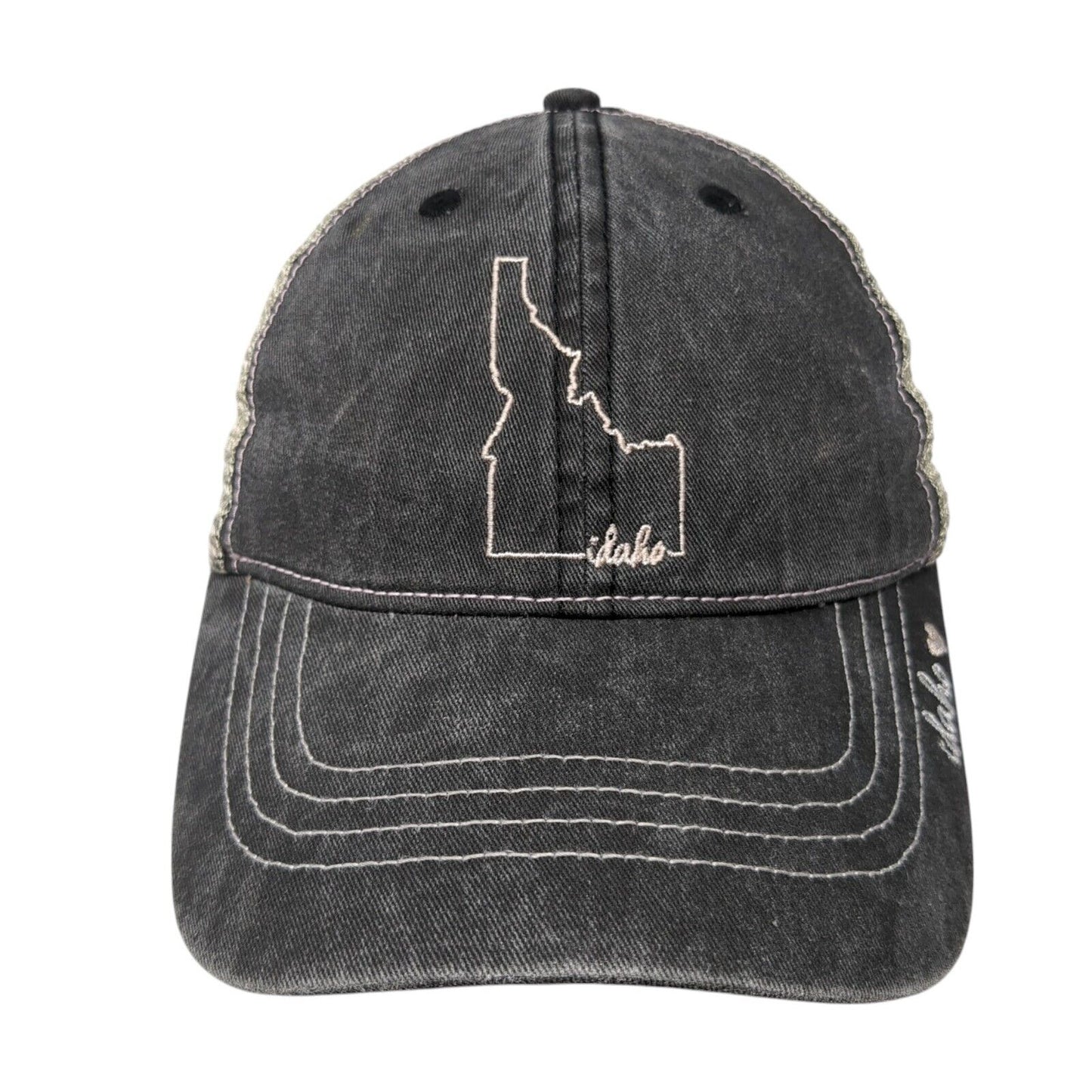 Idaho Slideback Mesh Back Trucker Hat Gray One Size Embroidered Home Free