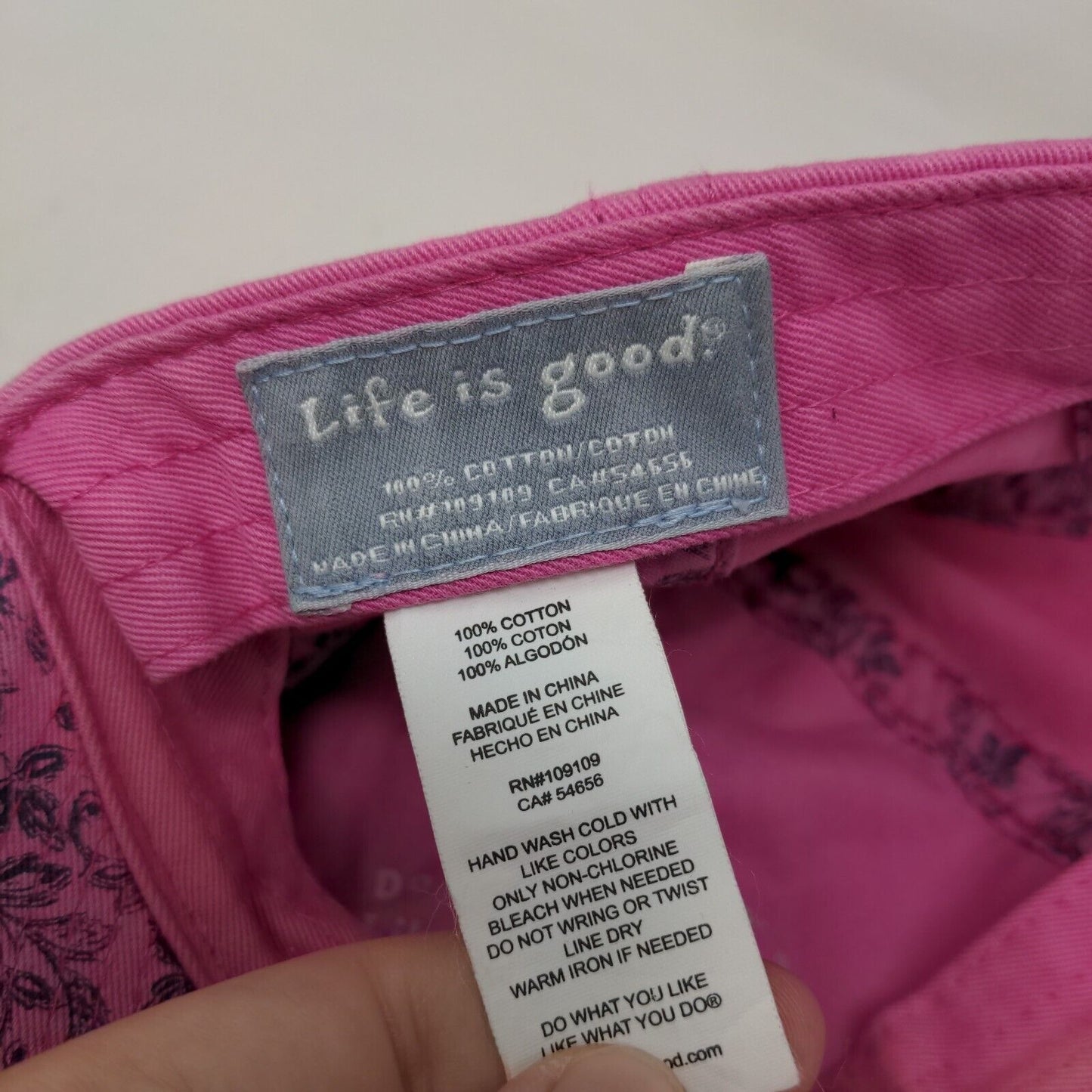 Life is Good Slideback Hat Pink One Size Adjustable Embroidered Distressed