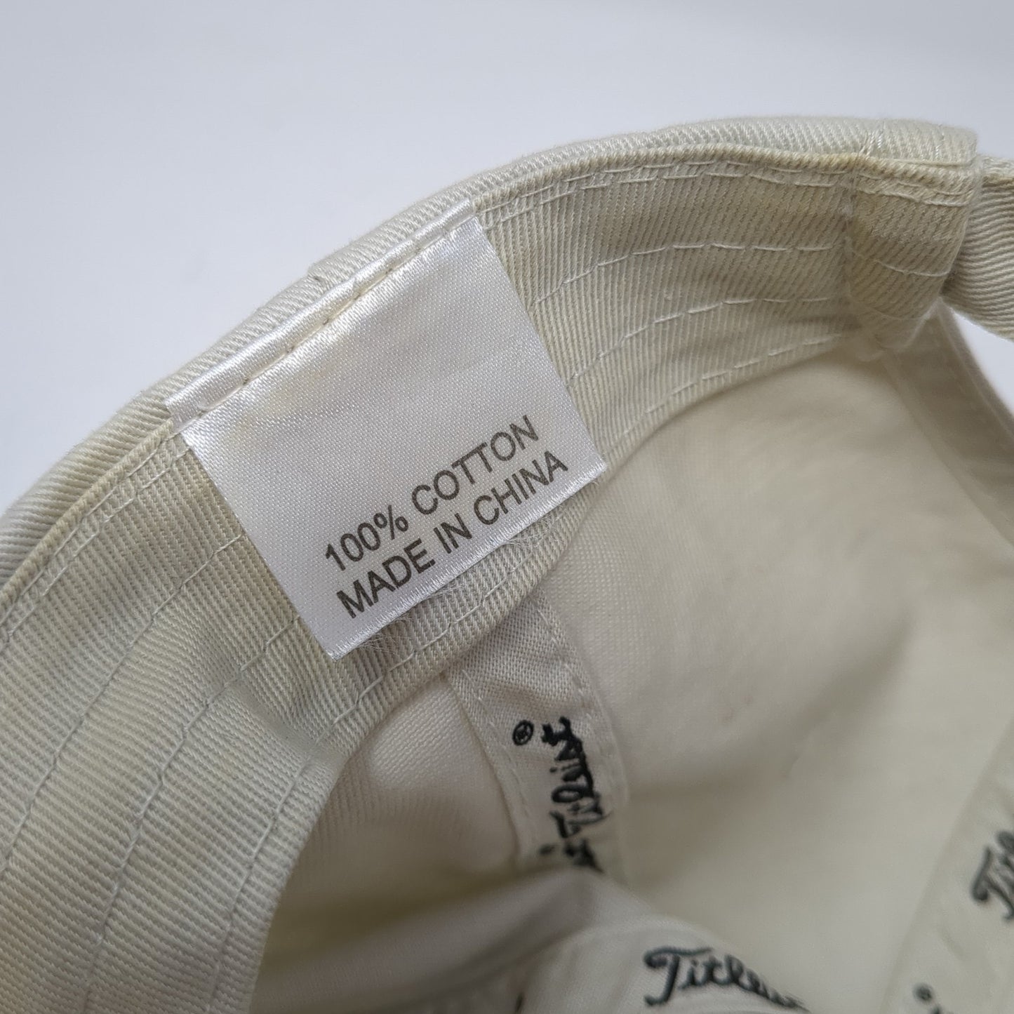 Titleist Spell Out Slideback Hat Beige One Size Adjustable Vent Holes