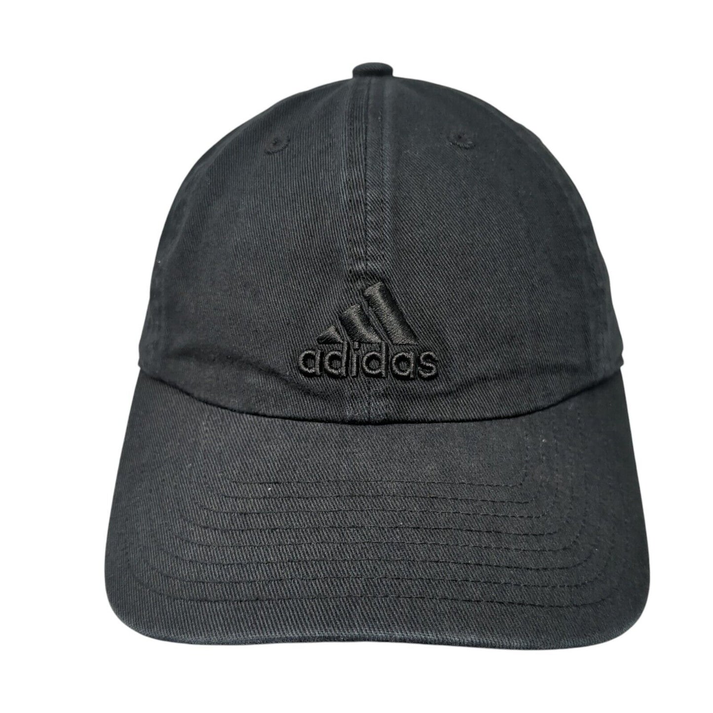 Adidas Slideback Hat Black One Size Adjustable Embroidered Vented Holes 6 Panel