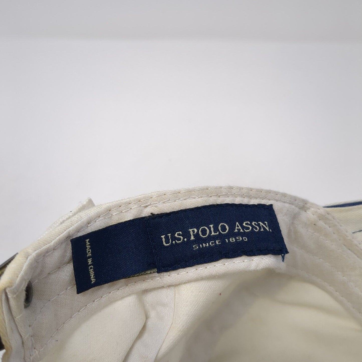U.S. Polo Assn. Slideback Hat White Cream One Size Adjustable Embroidered