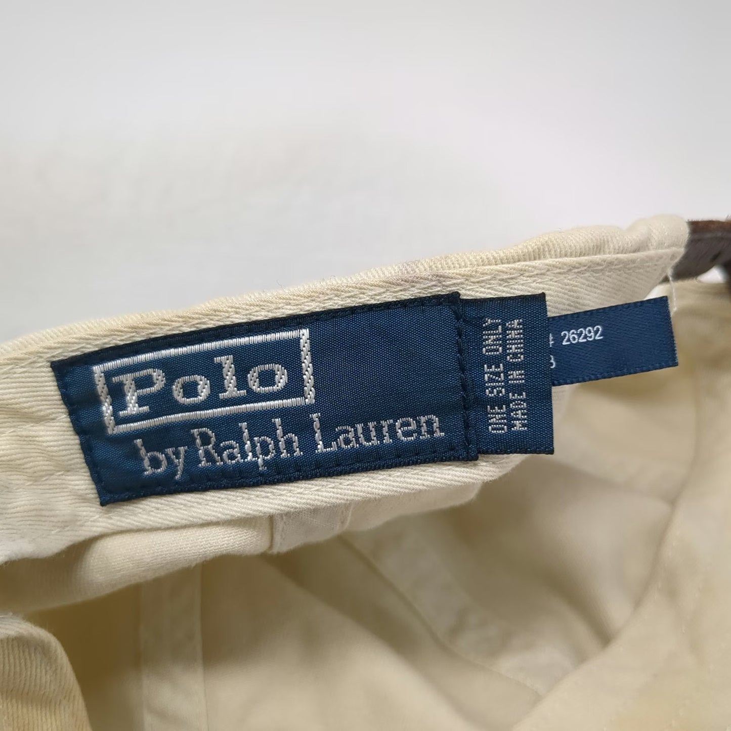 Polo Ralph Lauren Baseball Cap Beige One Size Leather Strapback Pony Logo Hat