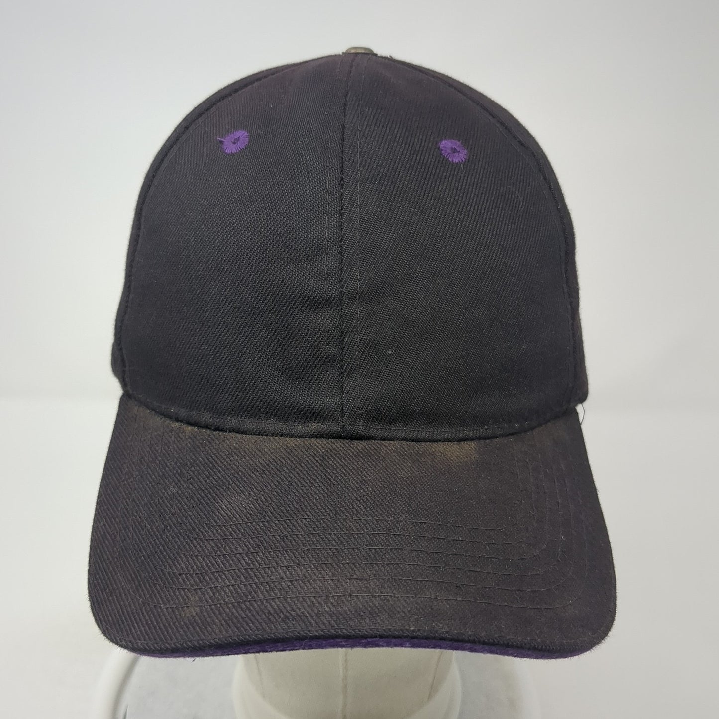 Unbranded Strapback Baseball Cap Black One Size Adjustable 6 Panel Blank