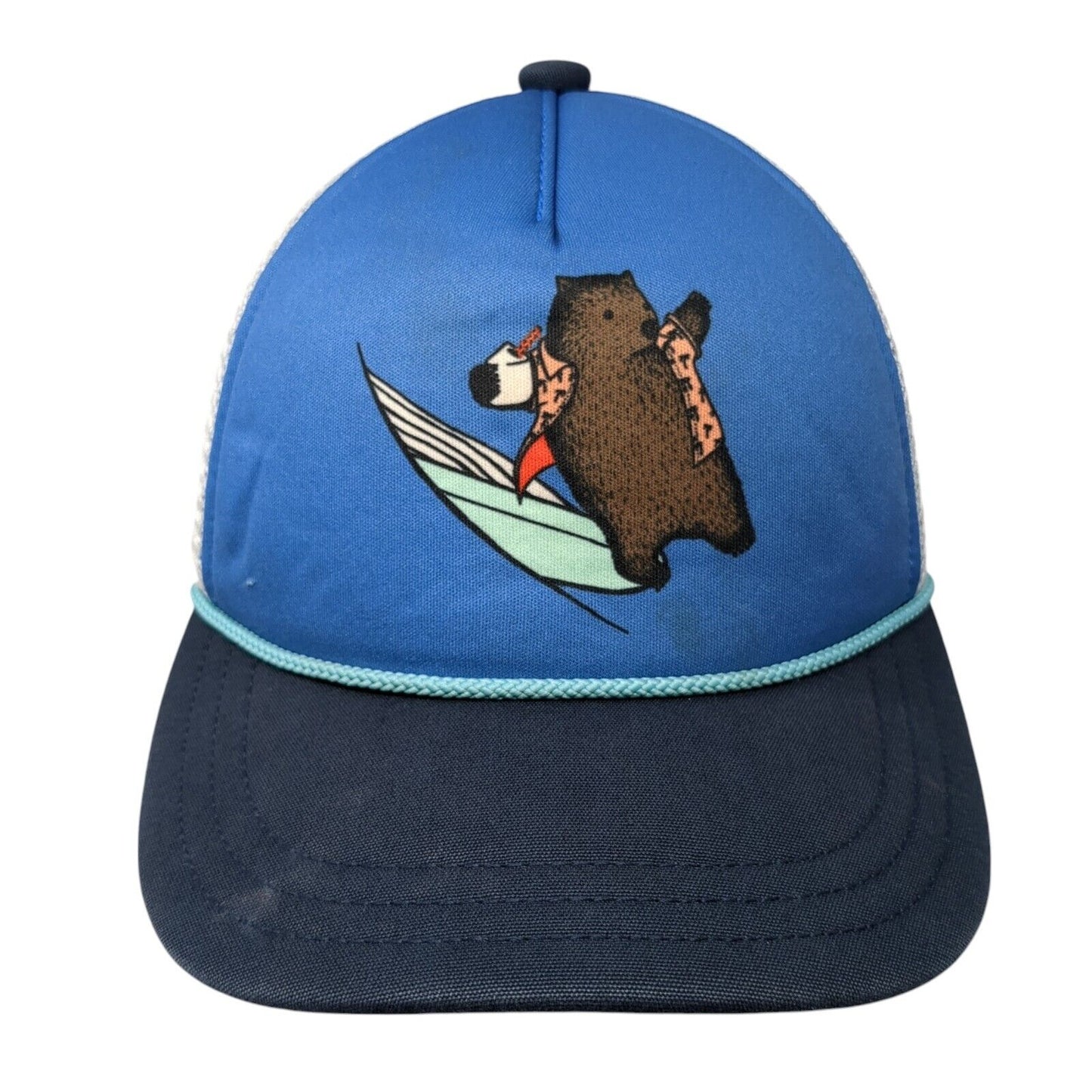 Bear Snapback Trucker Hat Blue Youth Boys One Size Mesh Back Rope Patagonia
