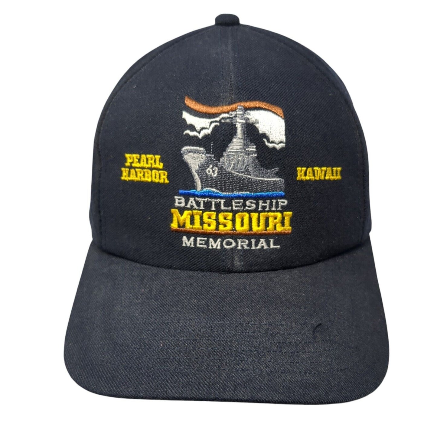 Battleship Missouri Memorial Snapback Hat Blue One Size Adjustable