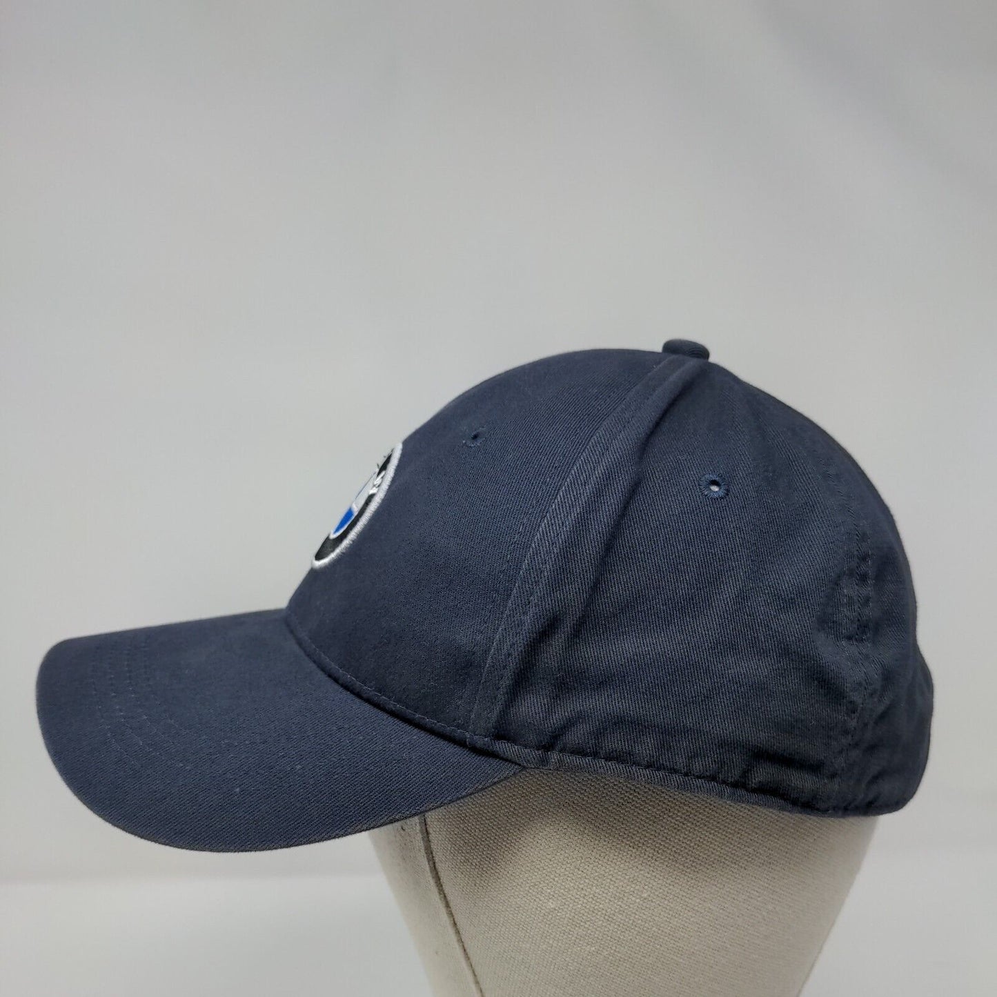 BMW Slideback Hat Blue OSFA Adjustable Embroidered Vented Holes 6 Panel Cotton