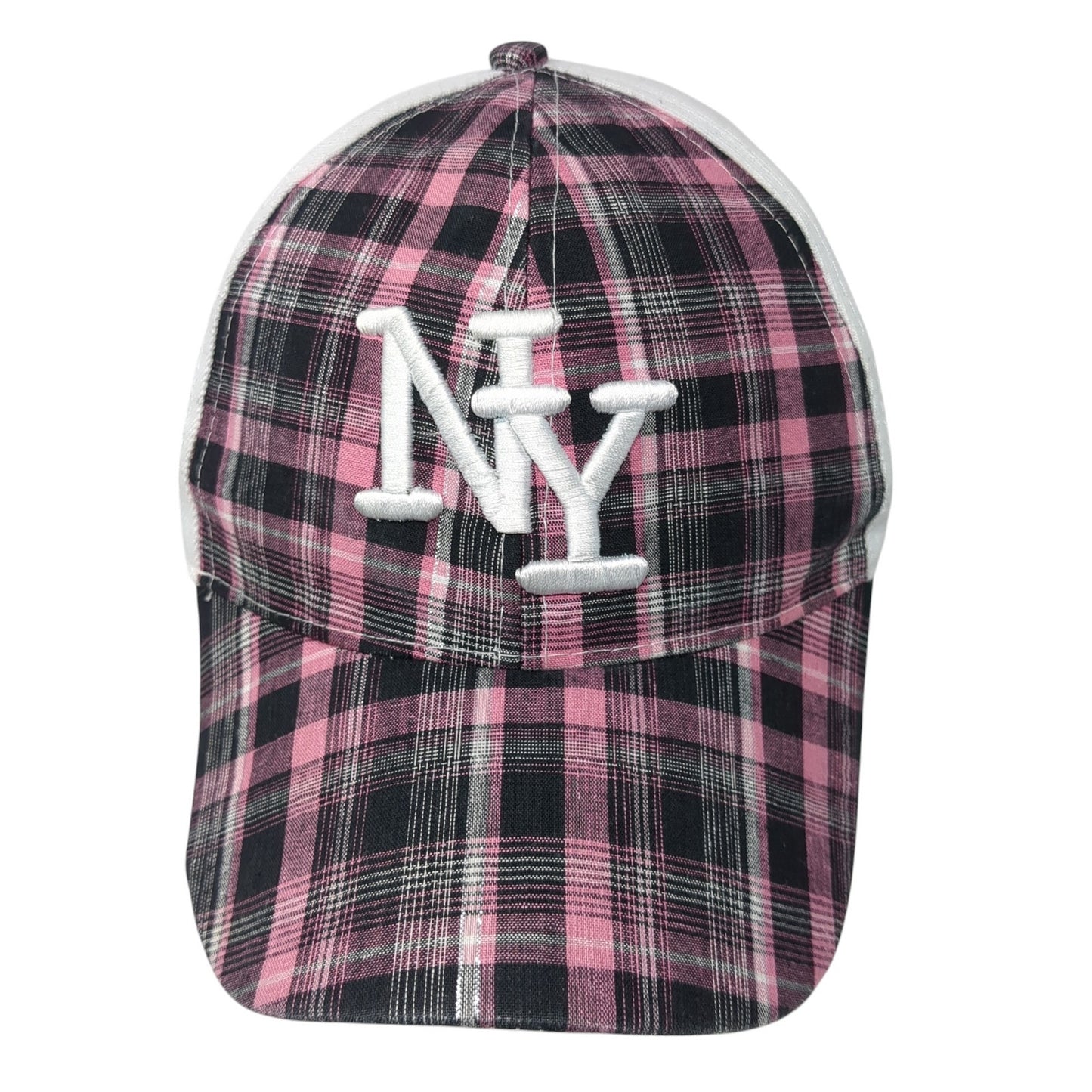 NY Strapback Hat Multicolor One Size Adjustable Embroidered Plaid