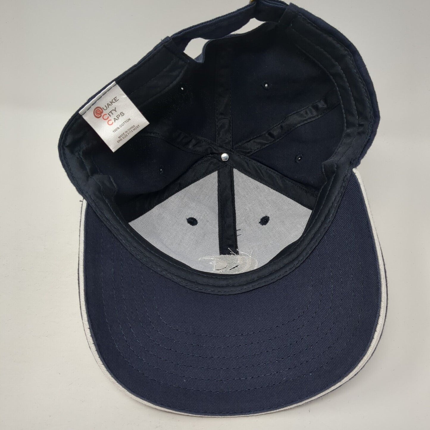 Quake City Caps Slideback Baseball Cap Blue One Size Adjustable Embroidered