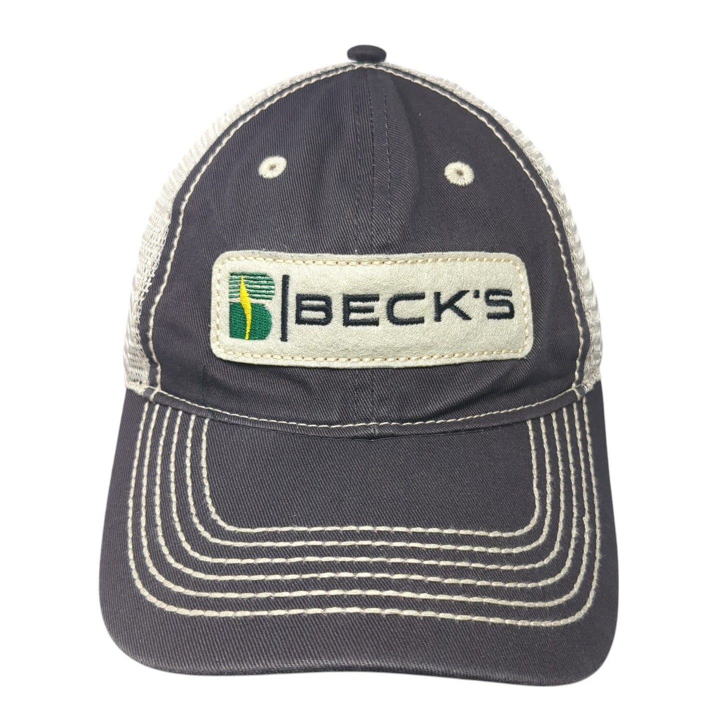 Beck's Strapback Trucker Hat Gray One Size Adjustable Embroidered Mesh Back
