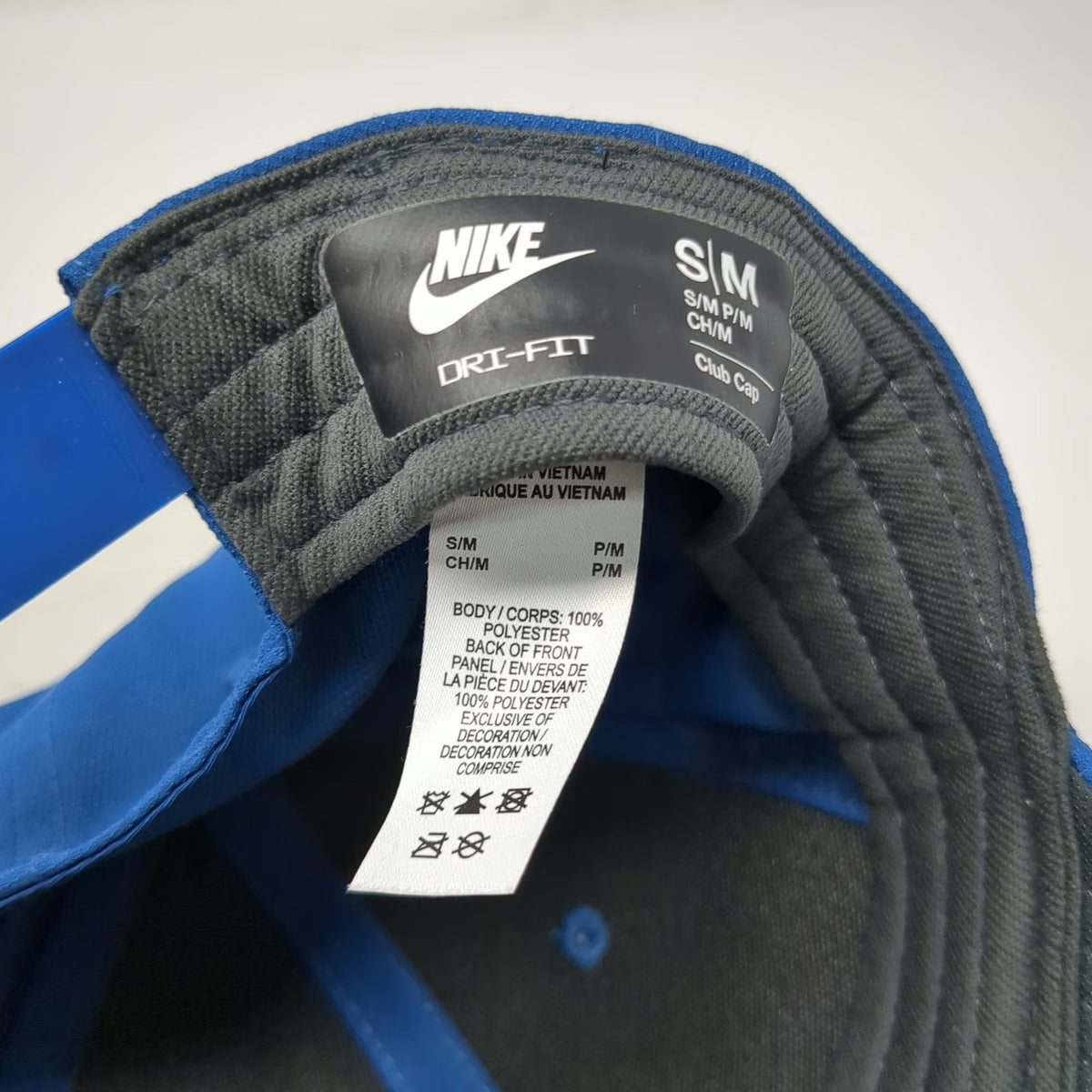 Nike Snapback Blue M Hat Dri-Fit Polyester Curved Brim Gray Undervisor Swoosh
