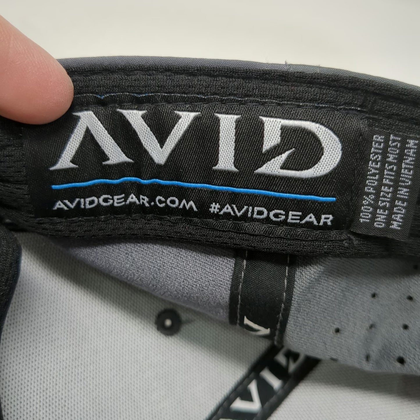 AVID Trucker Hat Gray One Size Snapback Fishing Hook Patch Laser Cut Performance