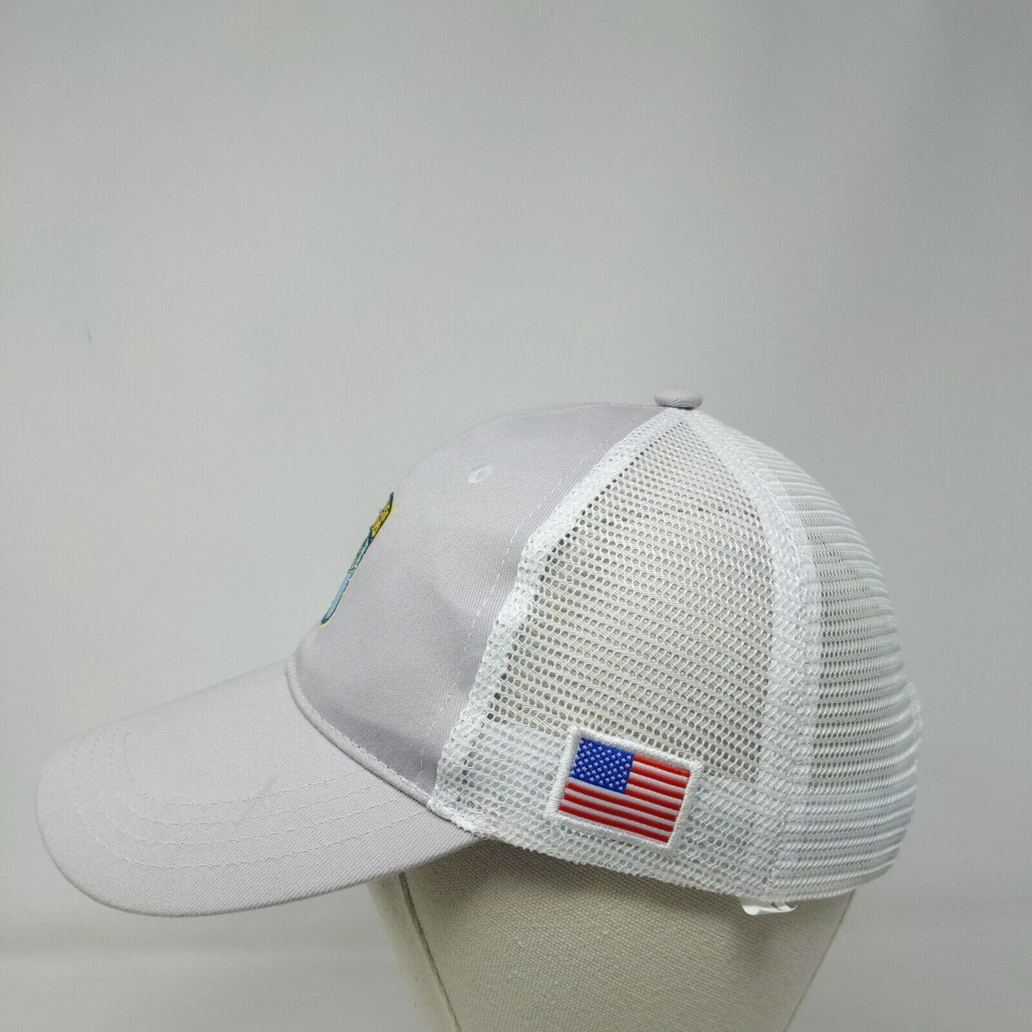 Bass Strapback Mesh Back Trucker Hat Gray One Size Embroidered Member