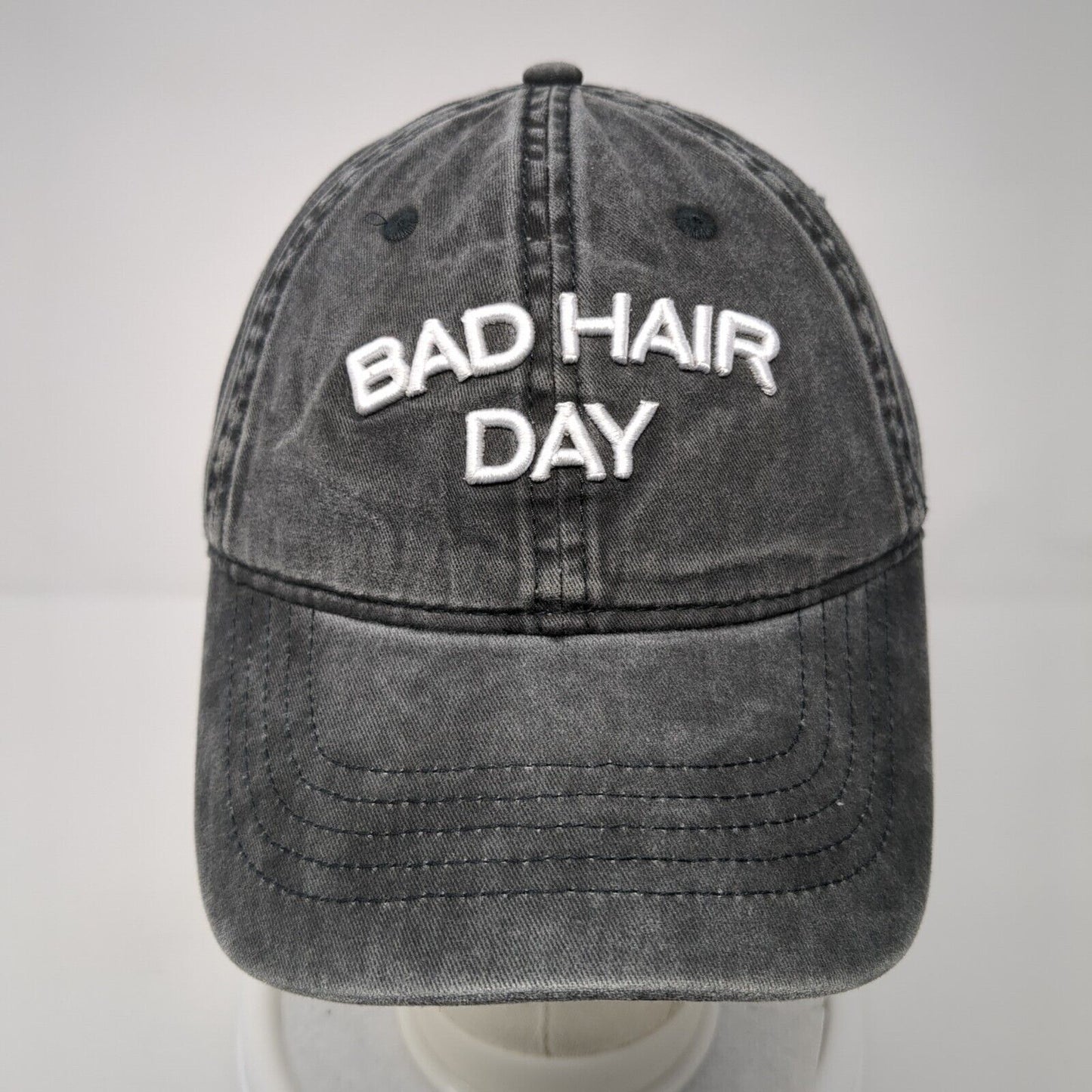 Bad Hair Day Slideback Hat Black One Size Adjustable Embroidered Vented Holes