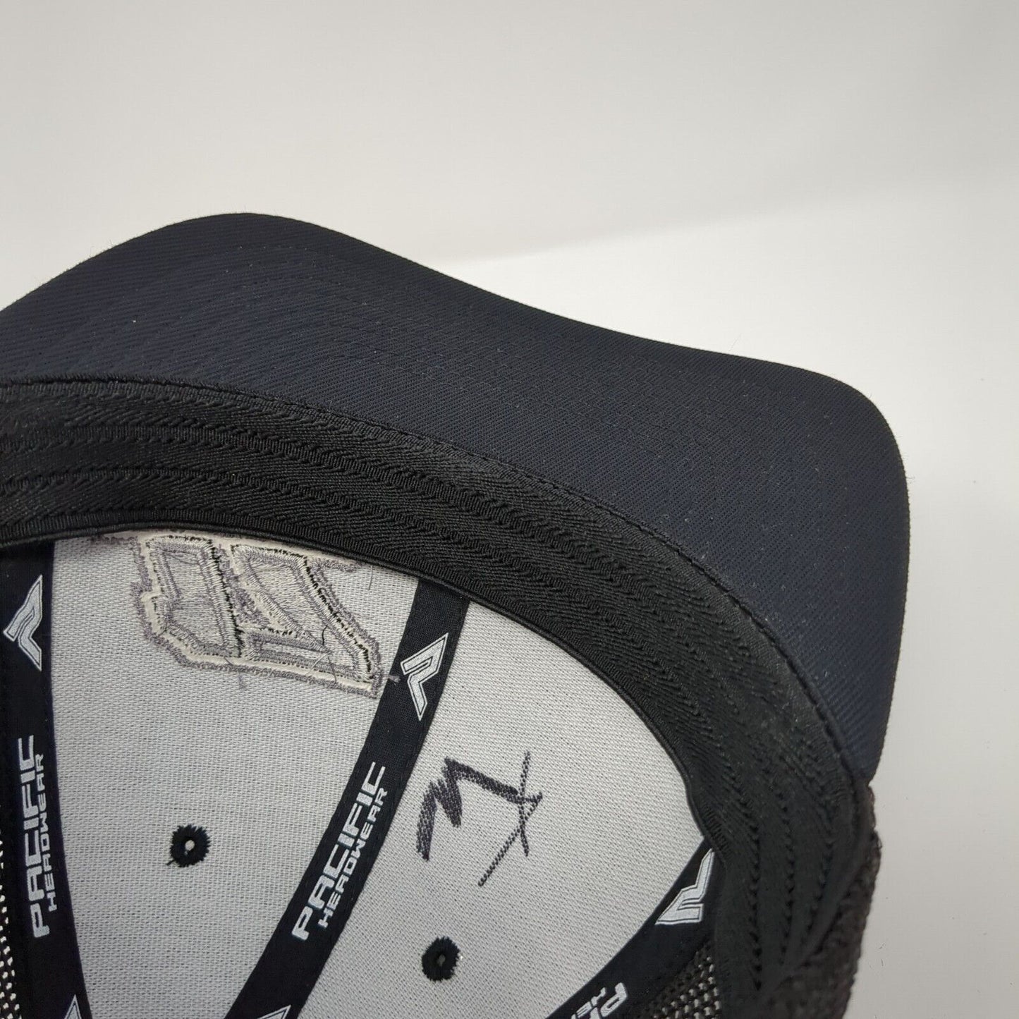 17 Telford Fitted Mesh Back Trucker Hat Black 6 7/8-7 3/8 Embroidered