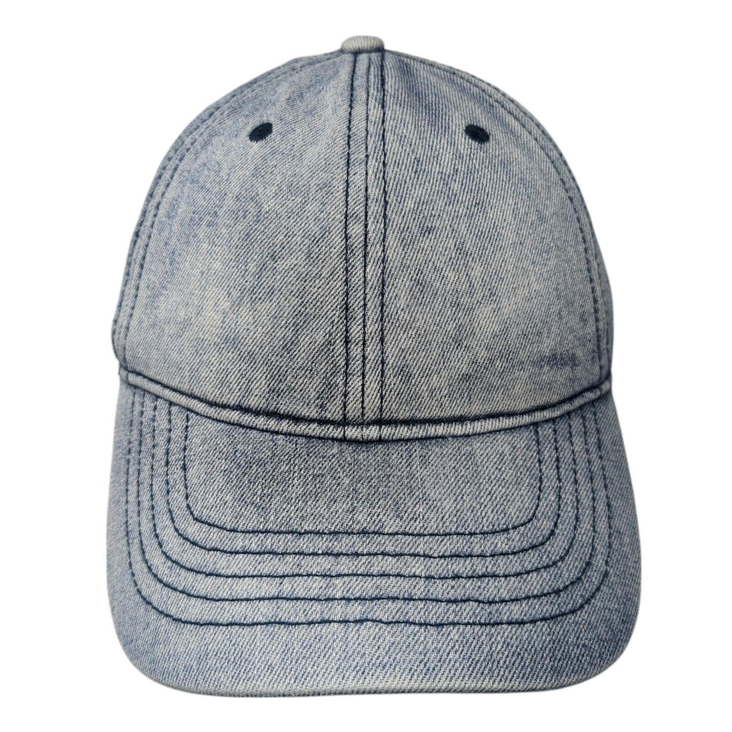 Unbranded Slideback Hat Blue One Size Solid Denim Leather Strap Blank