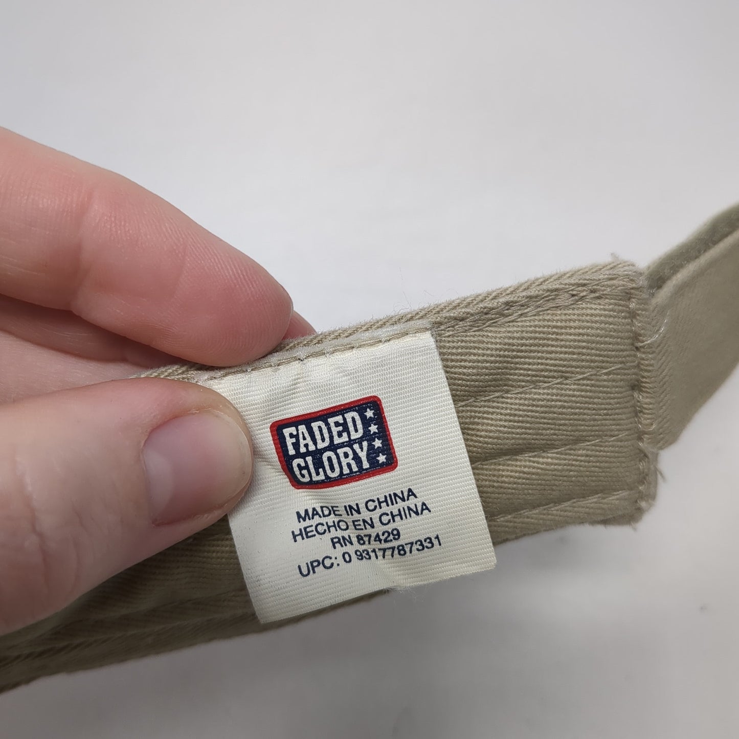 Faded Glory Sun Visor Hat Brown One Size Adjustable Strap Lightweight Blank