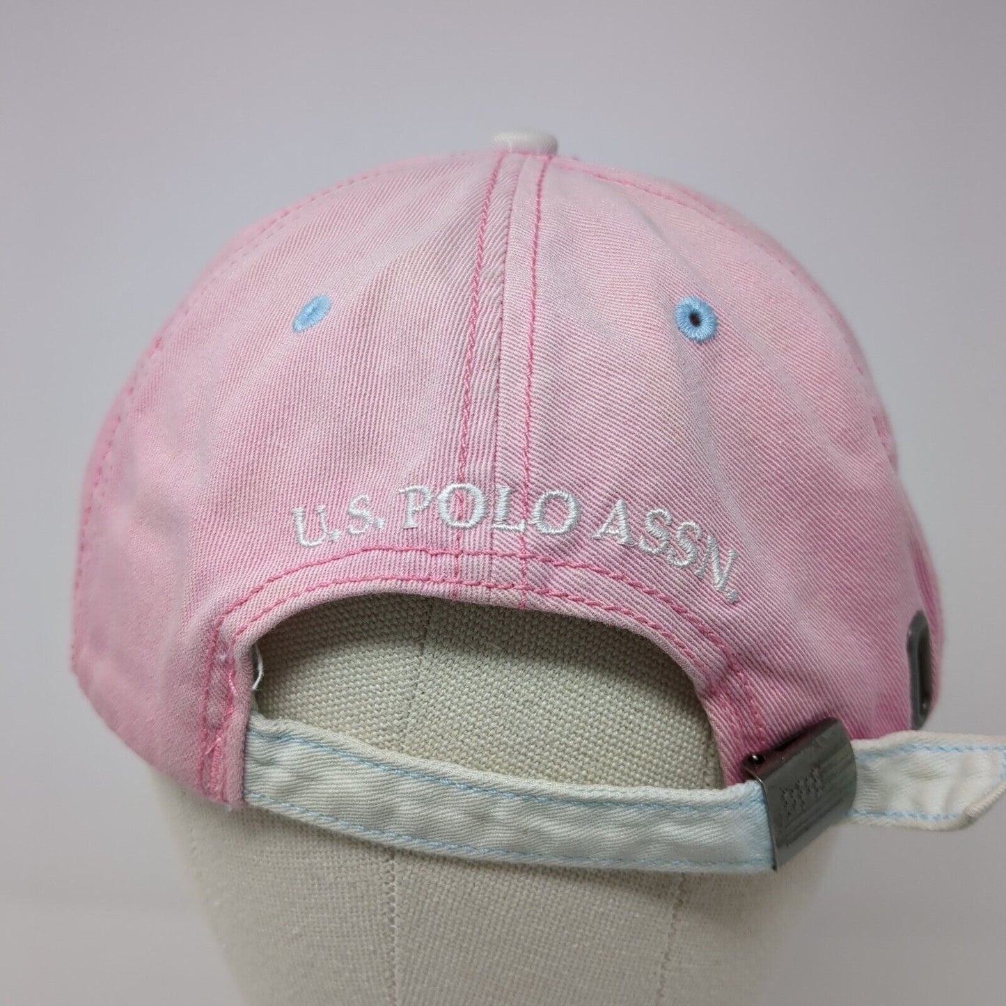 US Polo Assn Slideback Hat Pink One Size Adjustable Embroidered 6 Panel Cotton