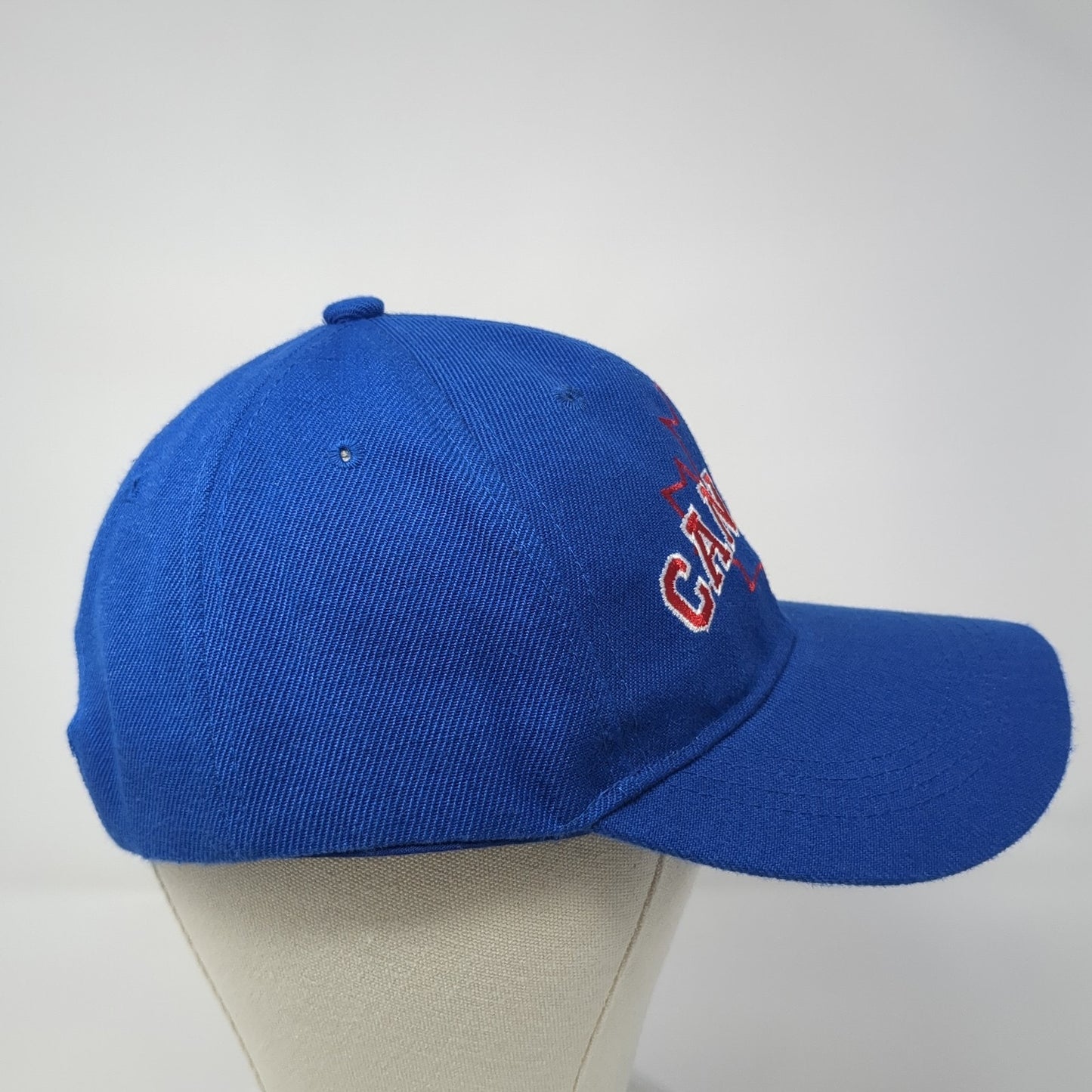 Canada Maple Leaf Strapback Hat Blue One Size Adjustable Embroidered