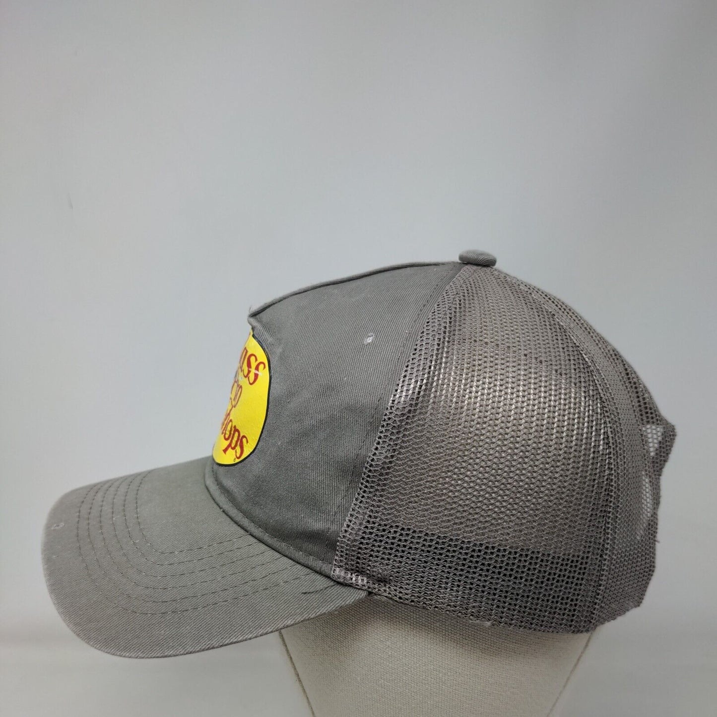 Bass Pro Shops Snapback Trucker Hat Gray OSFM Adjustable Mesh Back Gone Fishing