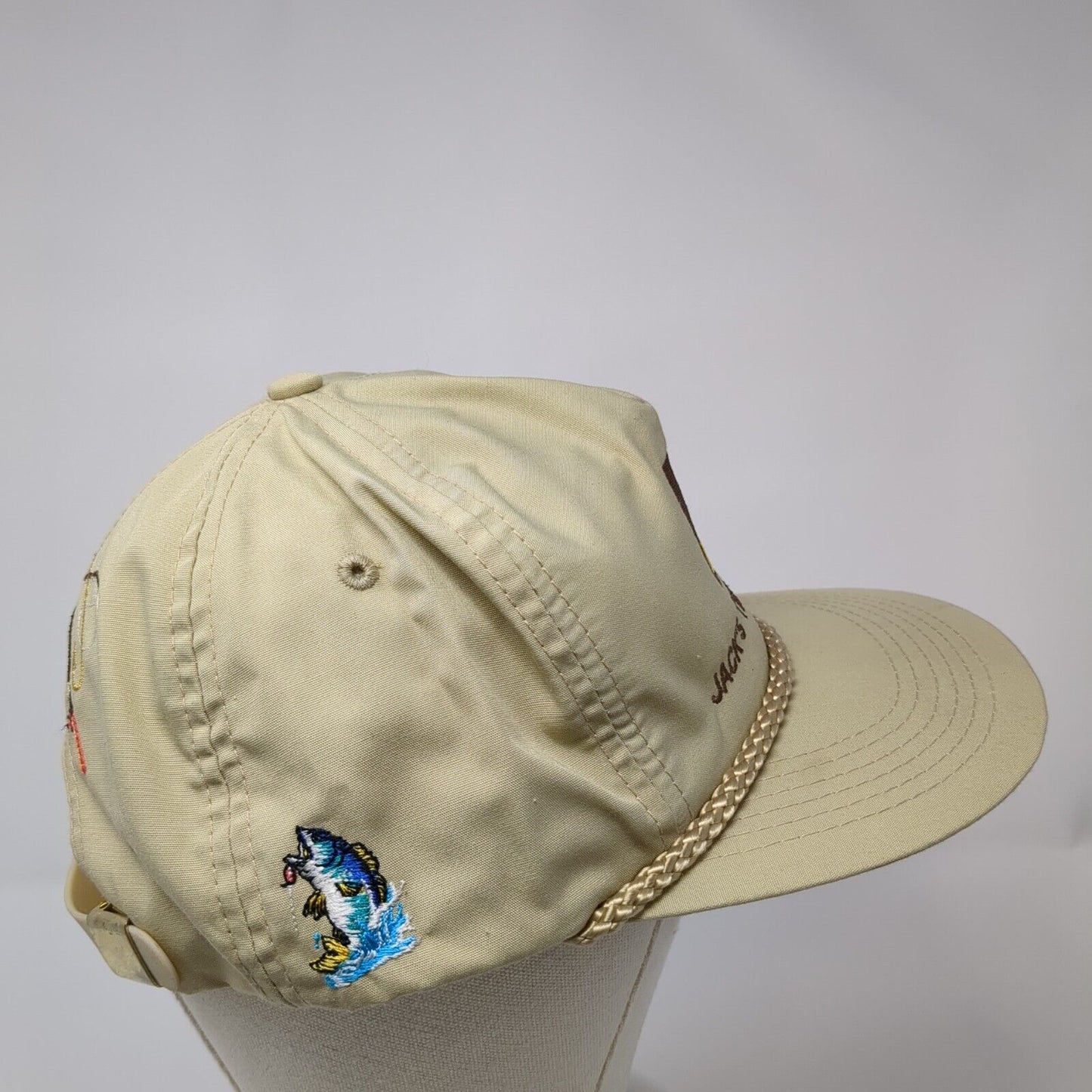 Jack's Tire & Oil Inc Slideback Hat Tan OS Adjustable Embroidered Rope Headtotoe
