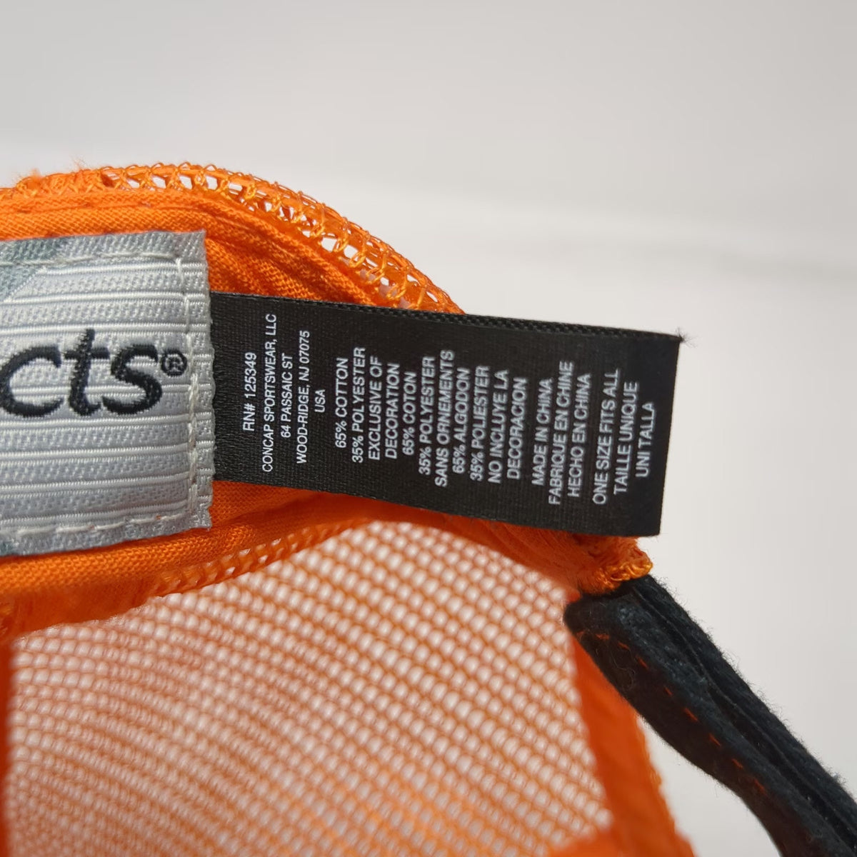 K-Products Trucker Hat Black Orange One Size Sno-Cat Patch Contrast Stitching