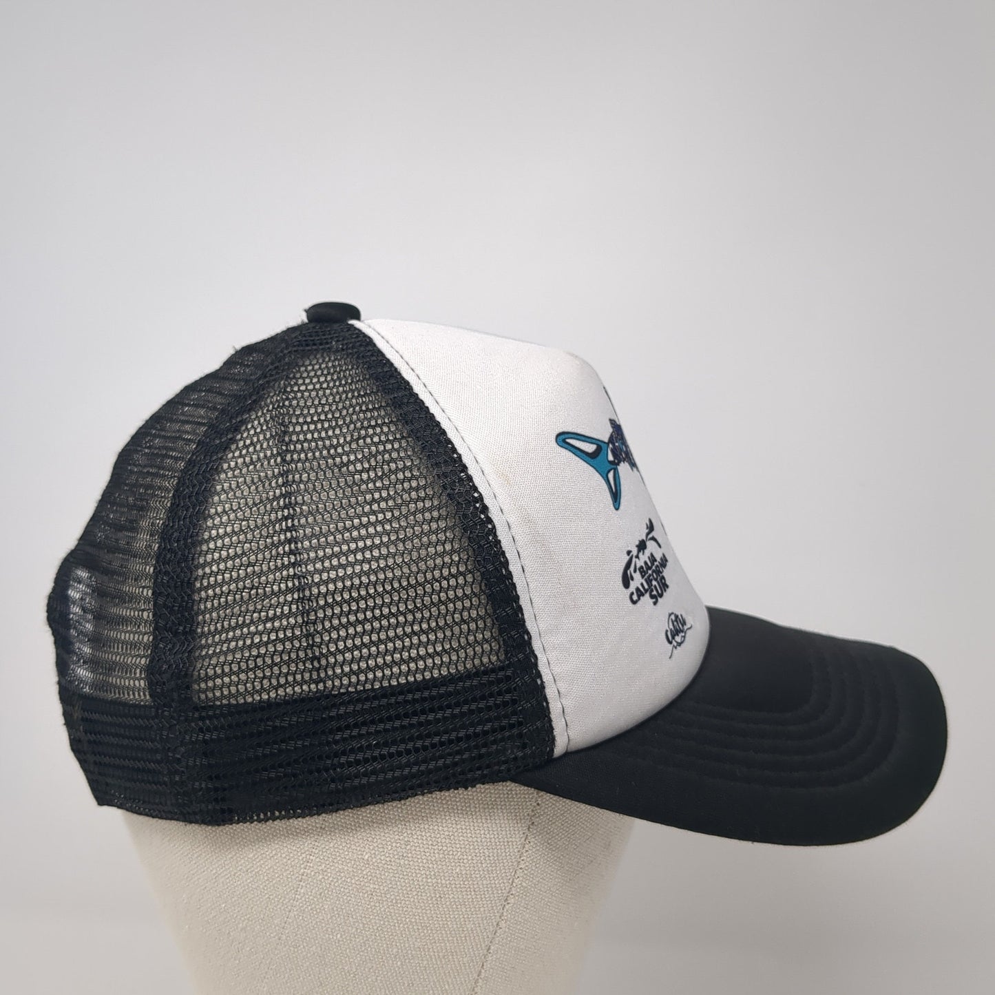 Baja California Sur Whale Snapback Trucker Hat Black One Size Mesh Back