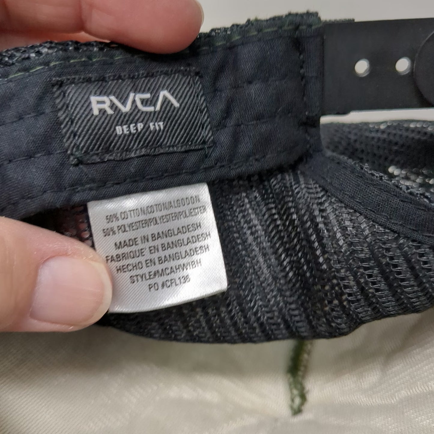 RVCA Trucker Hat Green OSFM Mesh Back Hawaii VA Logo Deep Fit Snapback Flat Brim
