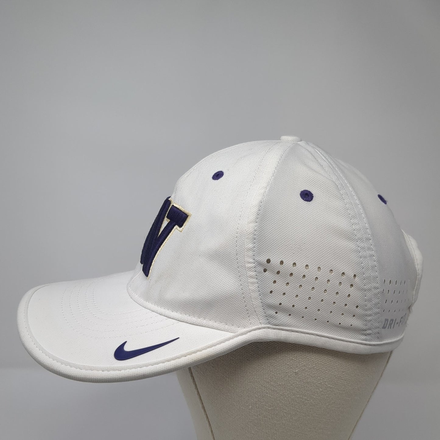 Letter W Strapback Hat White One Size Embroidered Laser Cut Nike Swoosh