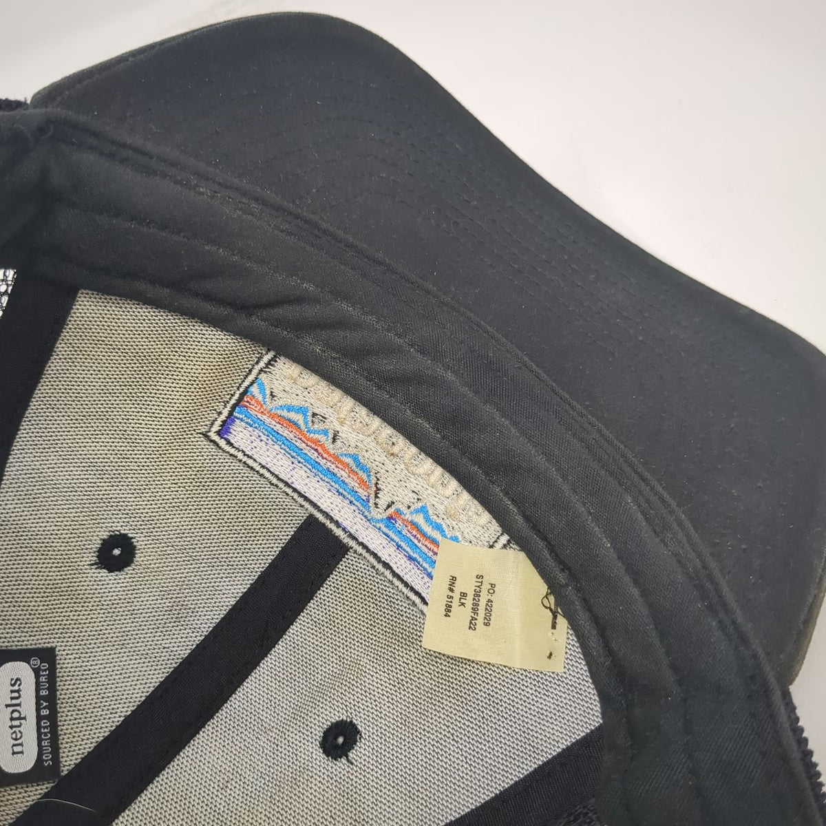 Patagonia Trucker Hat Black One Size Mesh Back P-6 Logo Snapback Recycled Brim